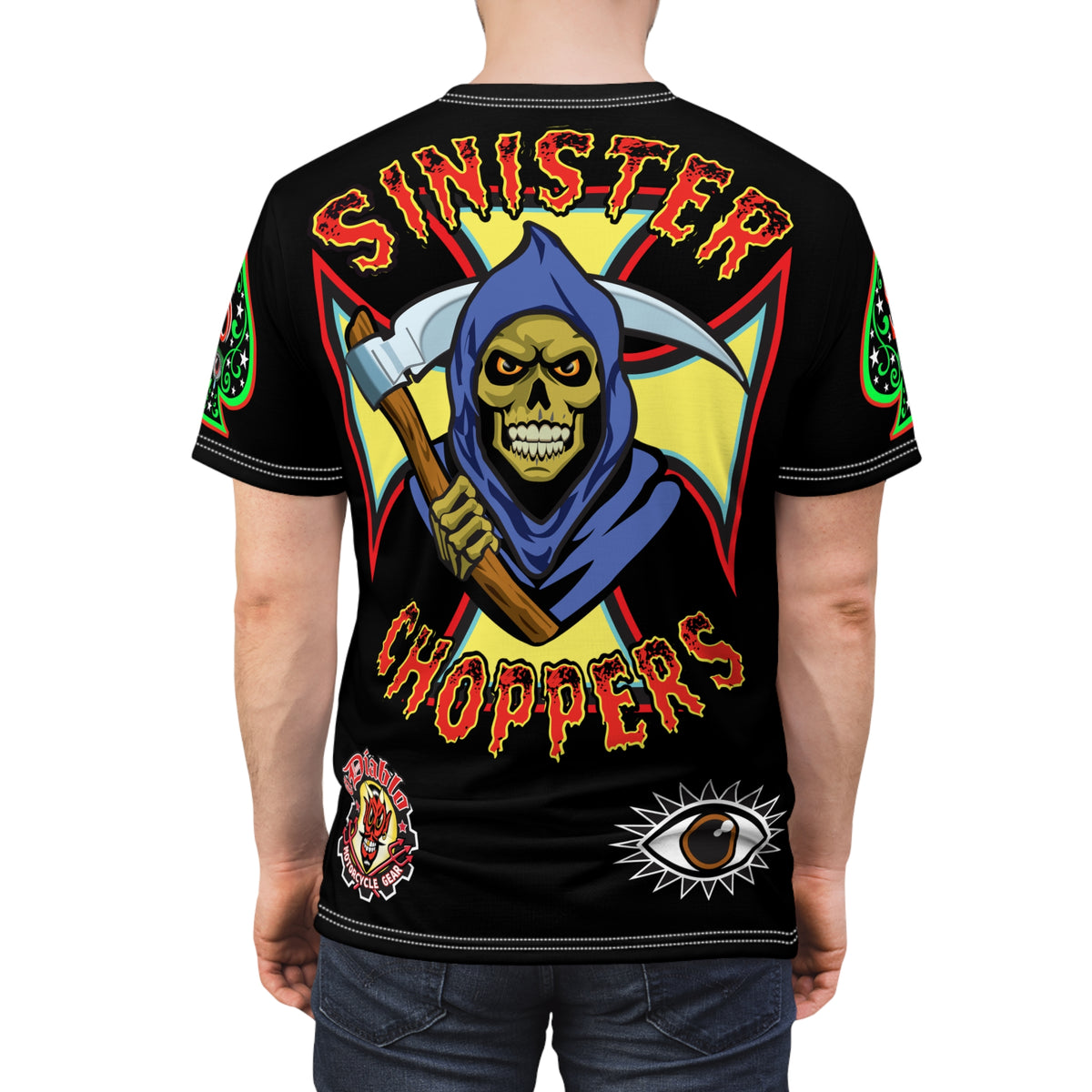 SRT Sinister Choppers Reaper Super Riding Tee - Gothic Graphic T-Shirt for Motorcycle Riders