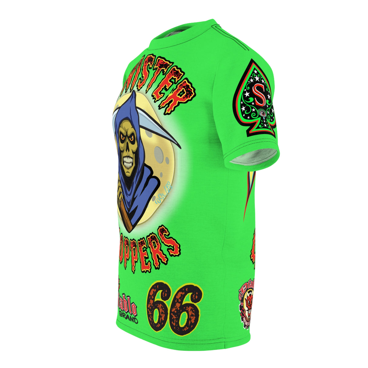 Very Special Sinister Choppers Reaper  HiViZ Super Tee - Gothic Graphic T-Shirt for Motorcycle Riders