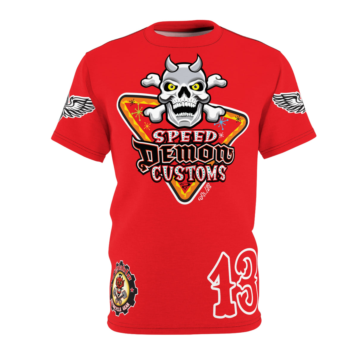 SRT Speed Demon Customs Spectacular  Super Riding Tee - Devilishly Demented Bold Biker Design