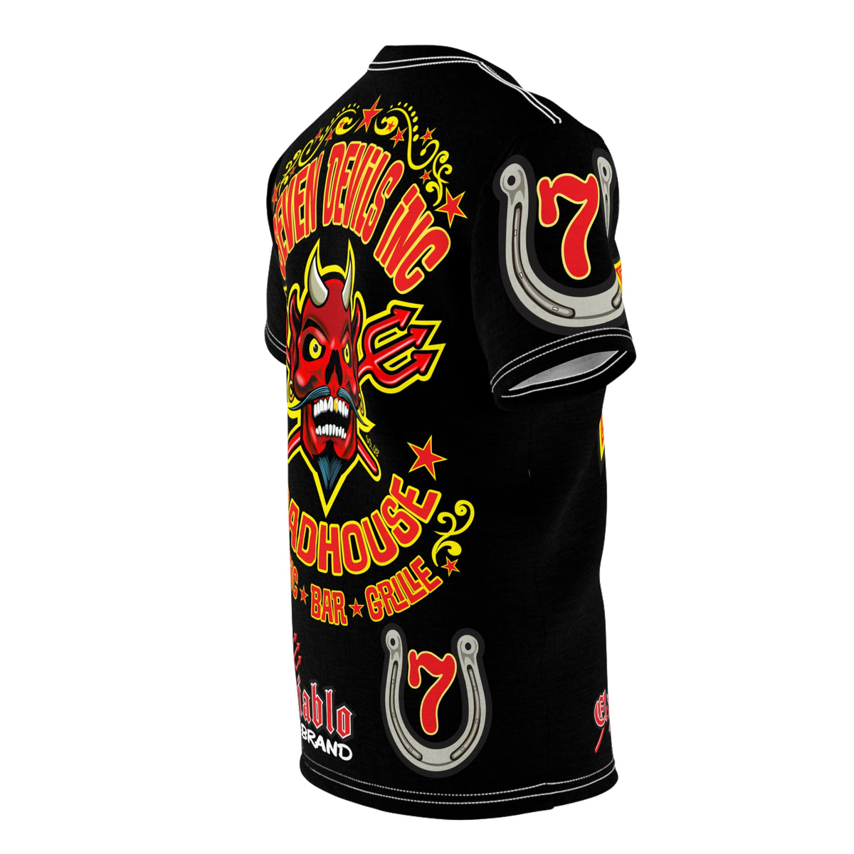 Seven Devils Road House (LIMITED EDITION) Custom Super Riding Tee - Retro Devil Style Graphic Style