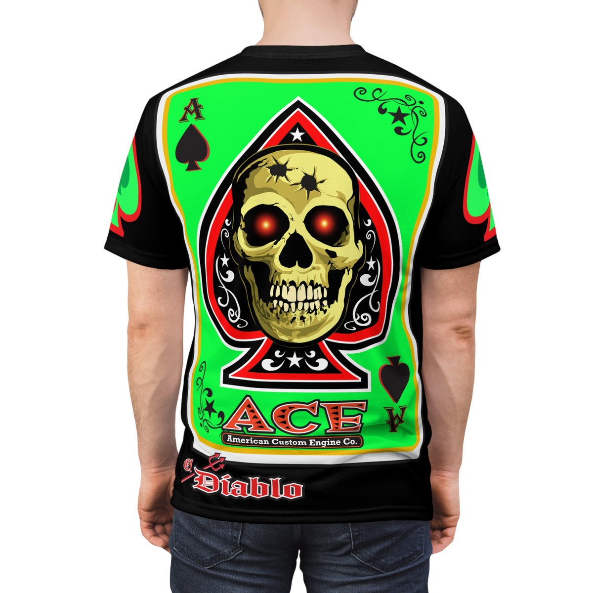 American Custom Engines ACE Americana Cut - Special Lumina Green  Ace of Spades Death Card High visibility Graphics