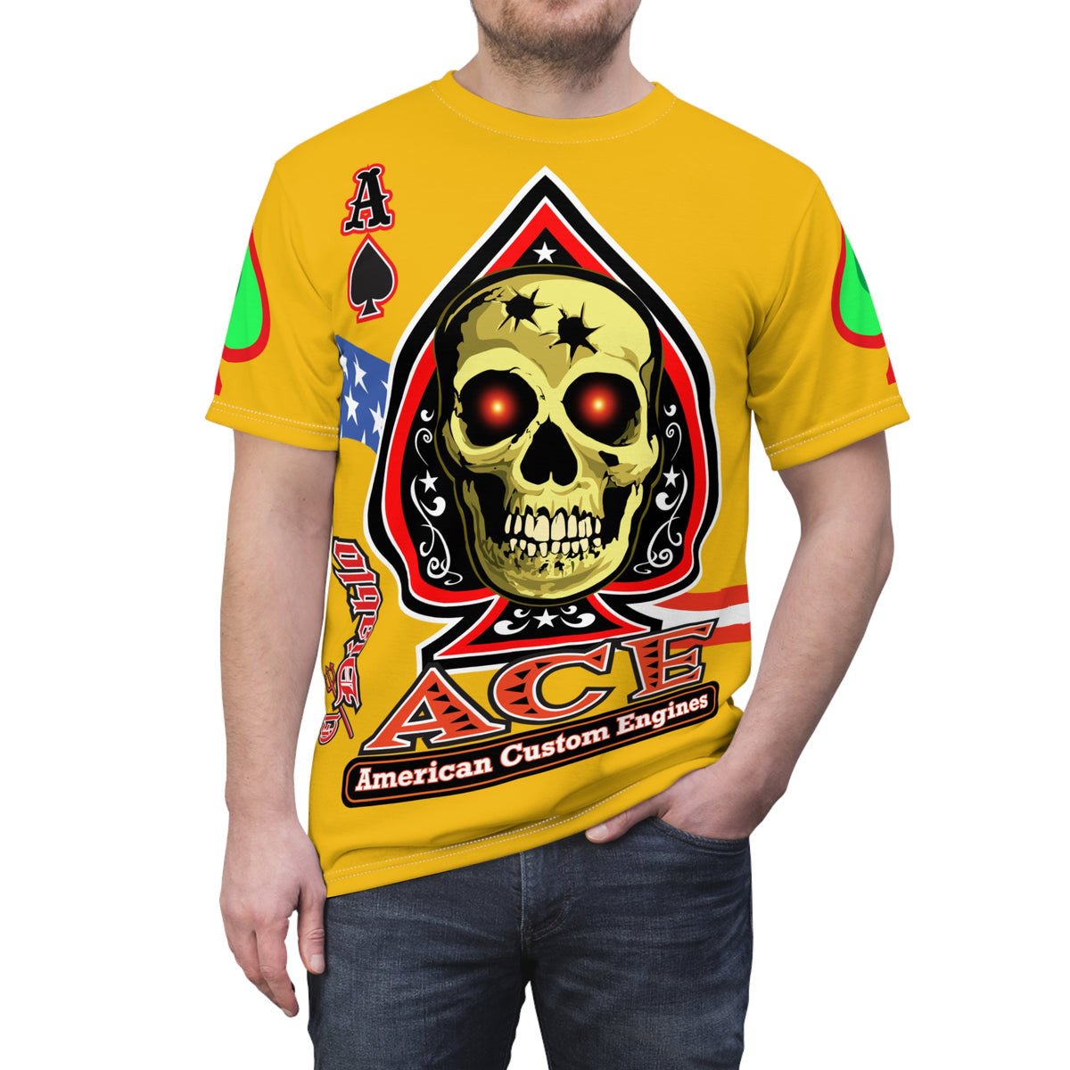 American Custom Engines ACE - Special Lumina Green  Ace of Spades Death Card High visibility Graphics