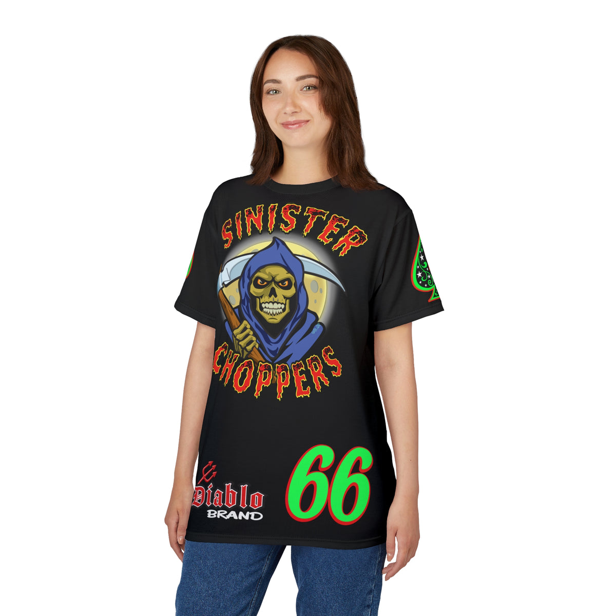 SRT Sinister Choppers Reaper Super Riding Tee - Gothic Graphic T-Shirt for Motorcycle Riders