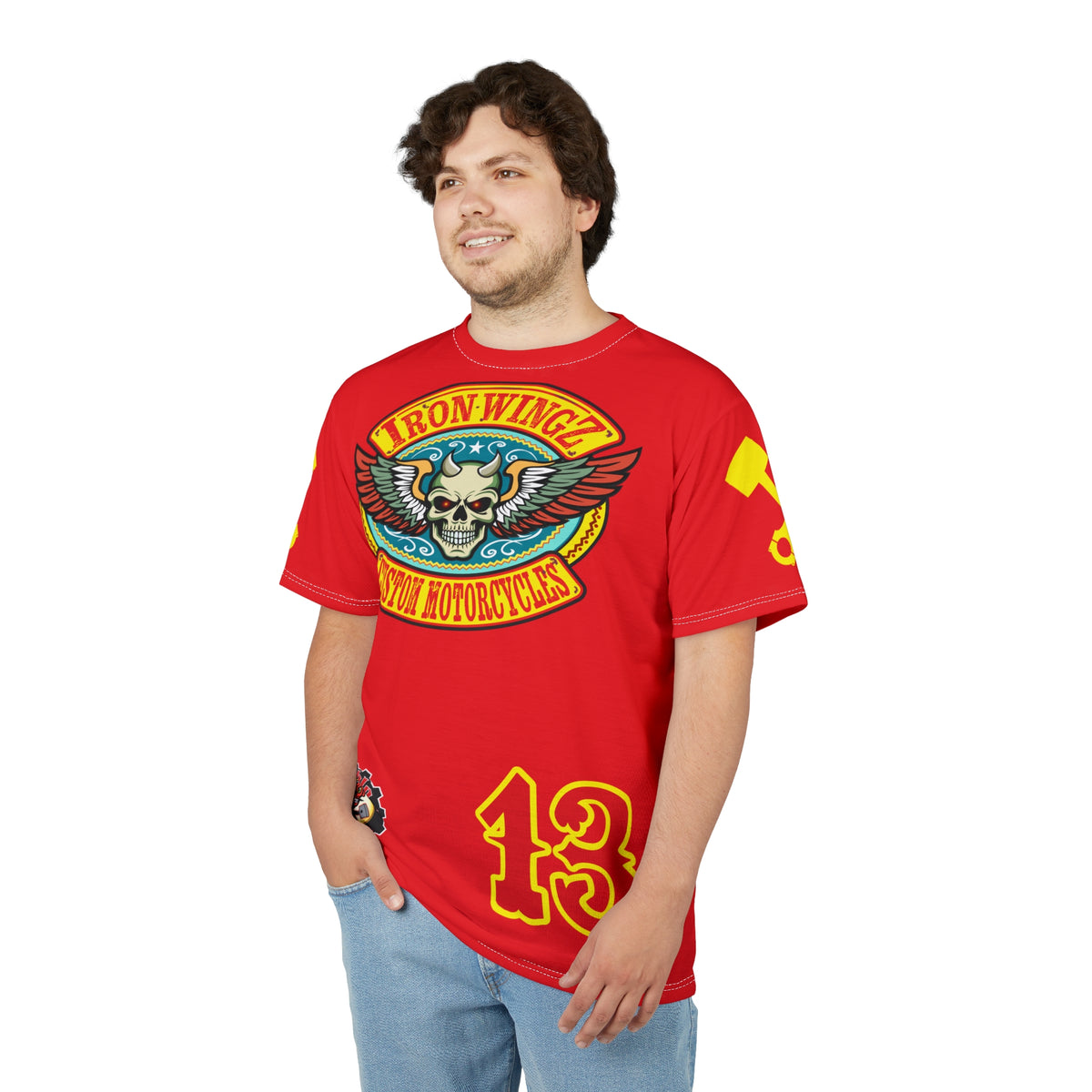 SRT Iron WingZ Custom Motorcycles Graphic Super Riding Tee, Edgy Streetwear, Customized Apparel, Gift for Bikers