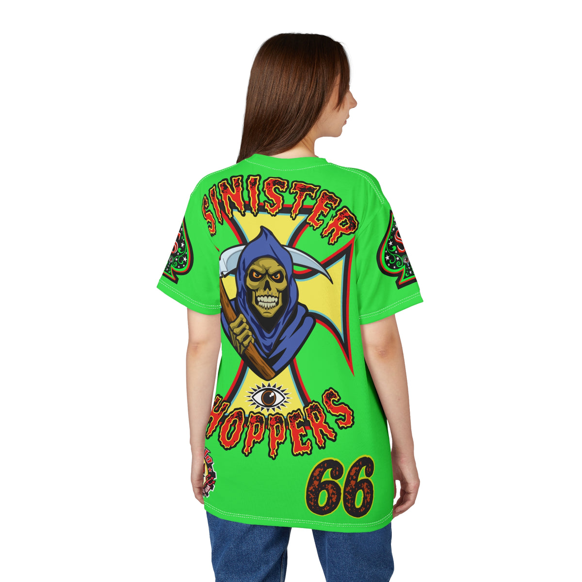 Very Special Sinister Choppers Reaper  HiViZ Super Tee - Gothic Graphic T-Shirt for Motorcycle Riders