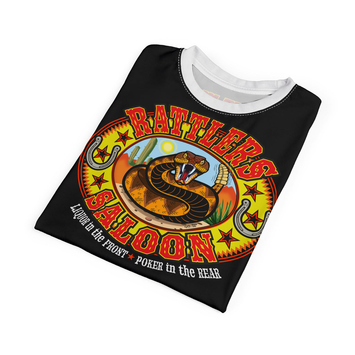 SRT Rattlers Saloon  BADAZZ BLACK SUPER RIDING TEE — Vintage Biker 66 Graphic Shirt