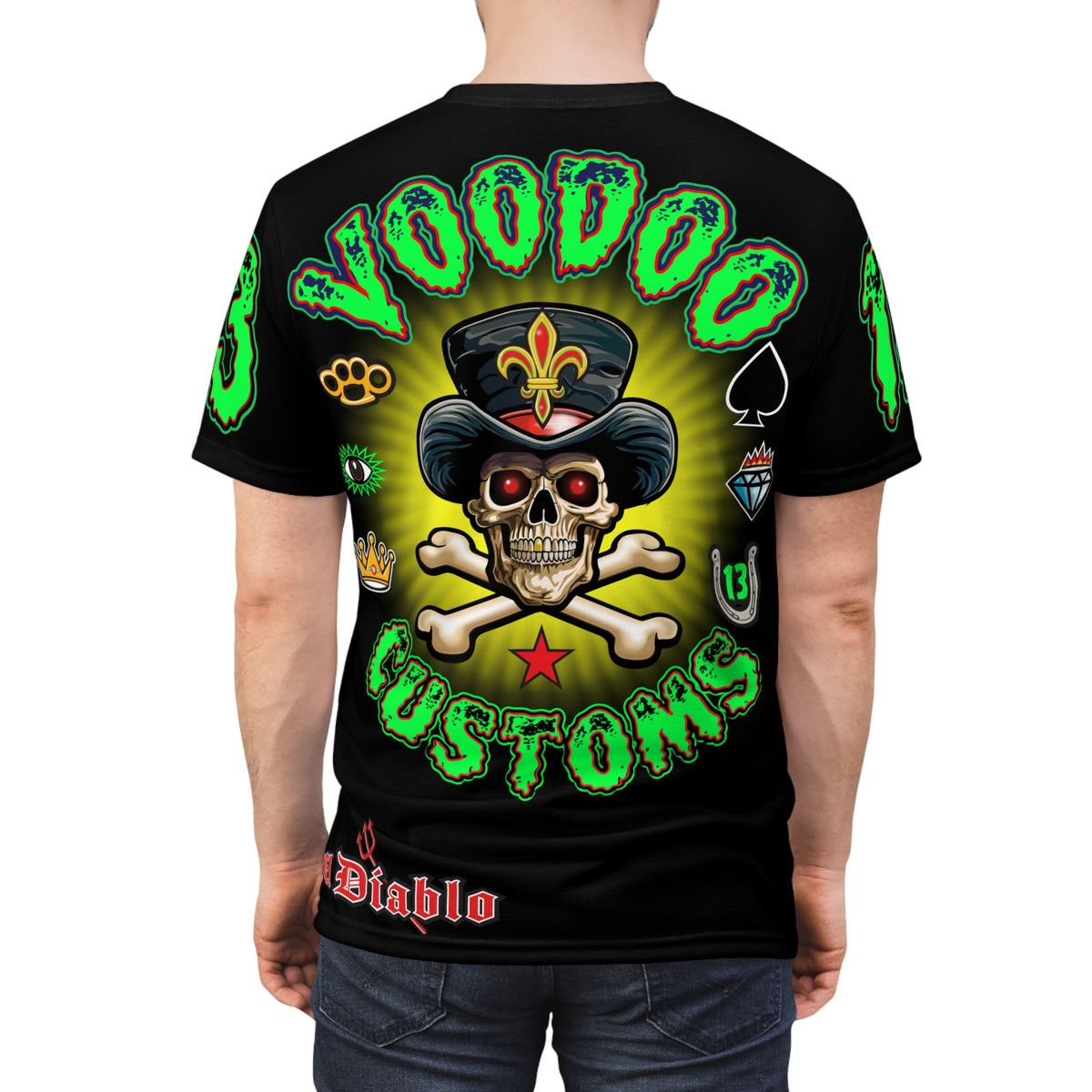 Voodoo Motorcycles Black Majic HiViz Super Tee, Unique Graphic Tee, Custom HiViz Apparel