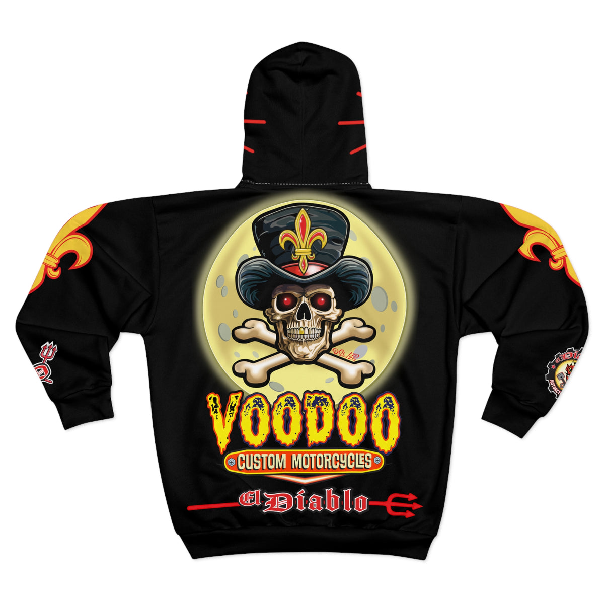 HoodZ VooDoo Customs Unisex Zip Hoodie - Rockin' Motorcycle Riders Gear - Super Comfortable Fit