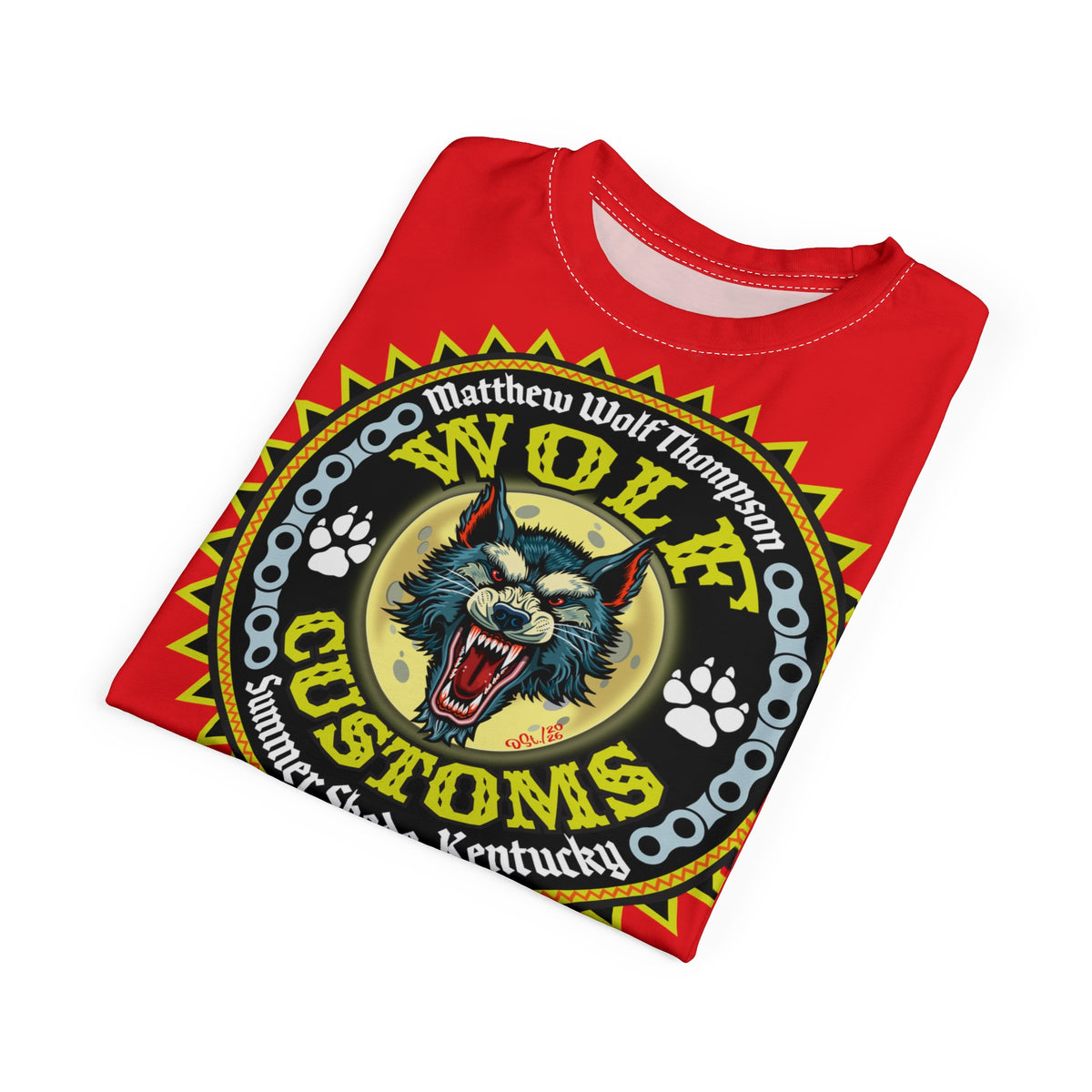 MWT Wolf Customs 13 Ragin' Red Graphic Super Tee — Retro Motorcycle Club Shirt, The Best Biker Riding Tee EVER !!!
