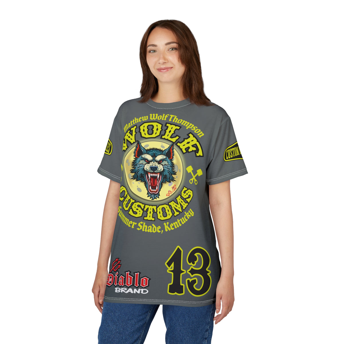 SRT MWT Wolf Customs 13 HiViZ Lumina Graphics -- Super Riding Tee — Retro Motorcycle Club Shirt, The Best Biker Riding Tee EVER !!!