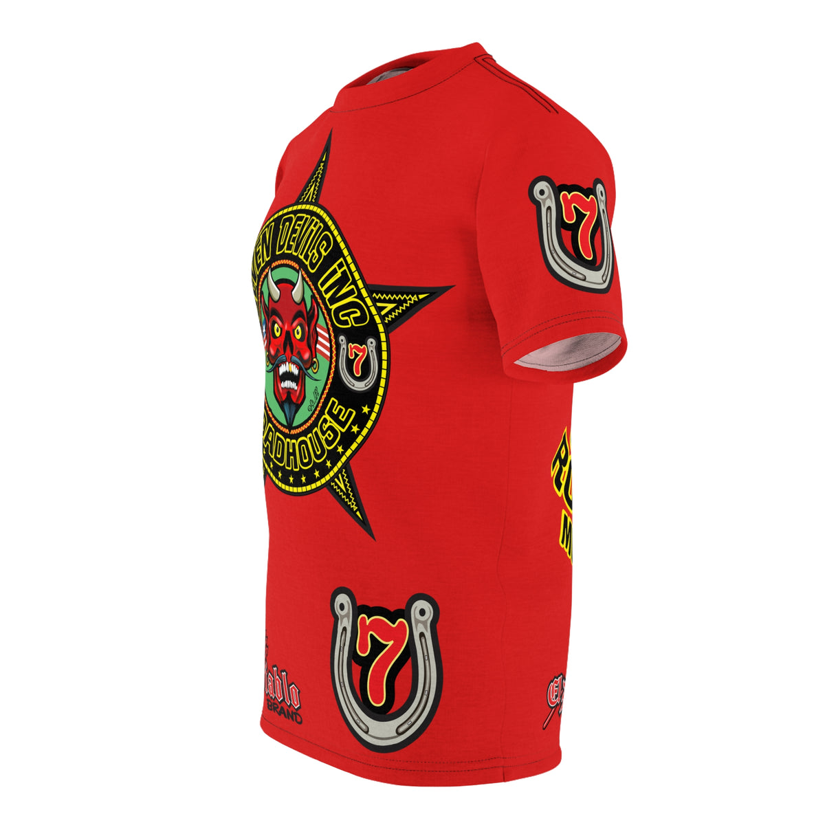 Seven Devils Road House (BLACK STAR HIVIZ LIMITED EDITION) Custom Super Riding Tee - Retro Devil Style Graphic Style
