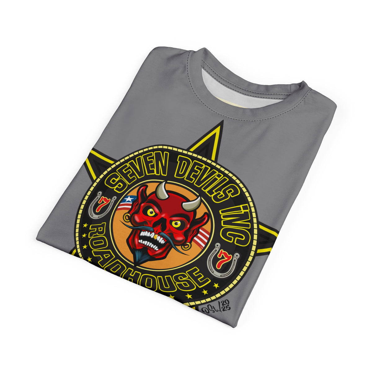 Seven Devils Inc. Roadhouse Black on Black Super Tee — Extreme Edgy Graphics - Bad Attitude Custom Biker Riding Gear