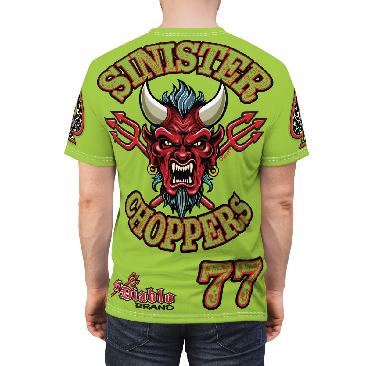 SRT Sinister Choppers HIVIZ GREEN SPECIAL SUPER RIDING TEE— Ride Cool, Look Cool in our Best Super Tee