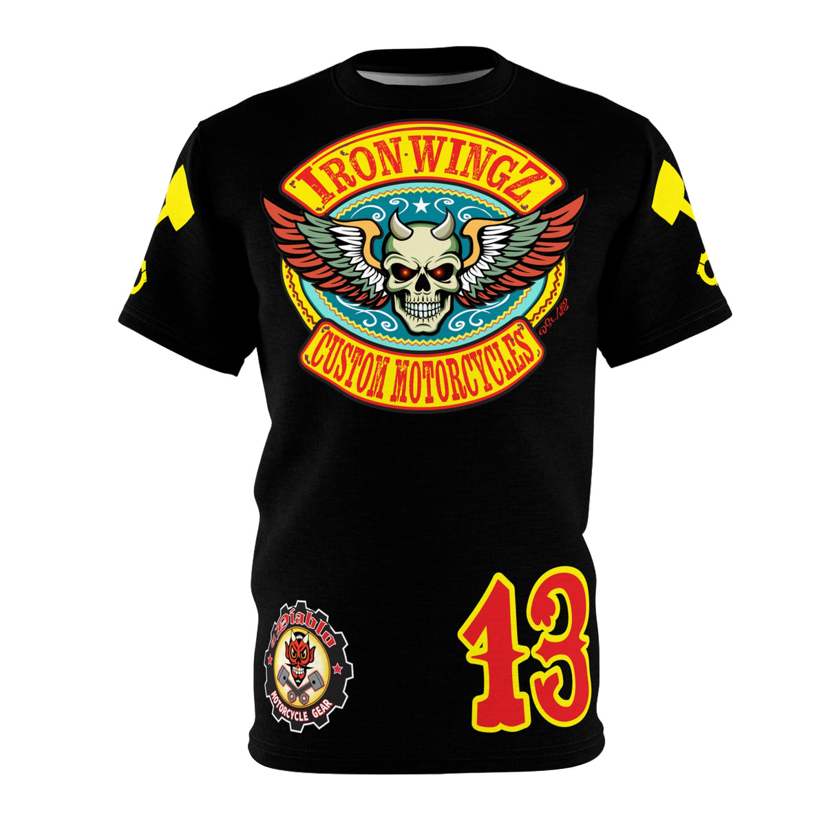SRT Iron WingZ Custom Motorcycles Graphic Super Riding Tee, Edgy Streetwear, Customized Apparel, Gift for Bikers