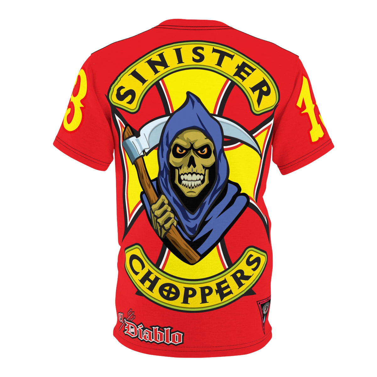 Sinister Choppers Reaper HiViz Super Tee - Unisex Skull Design for Bikers