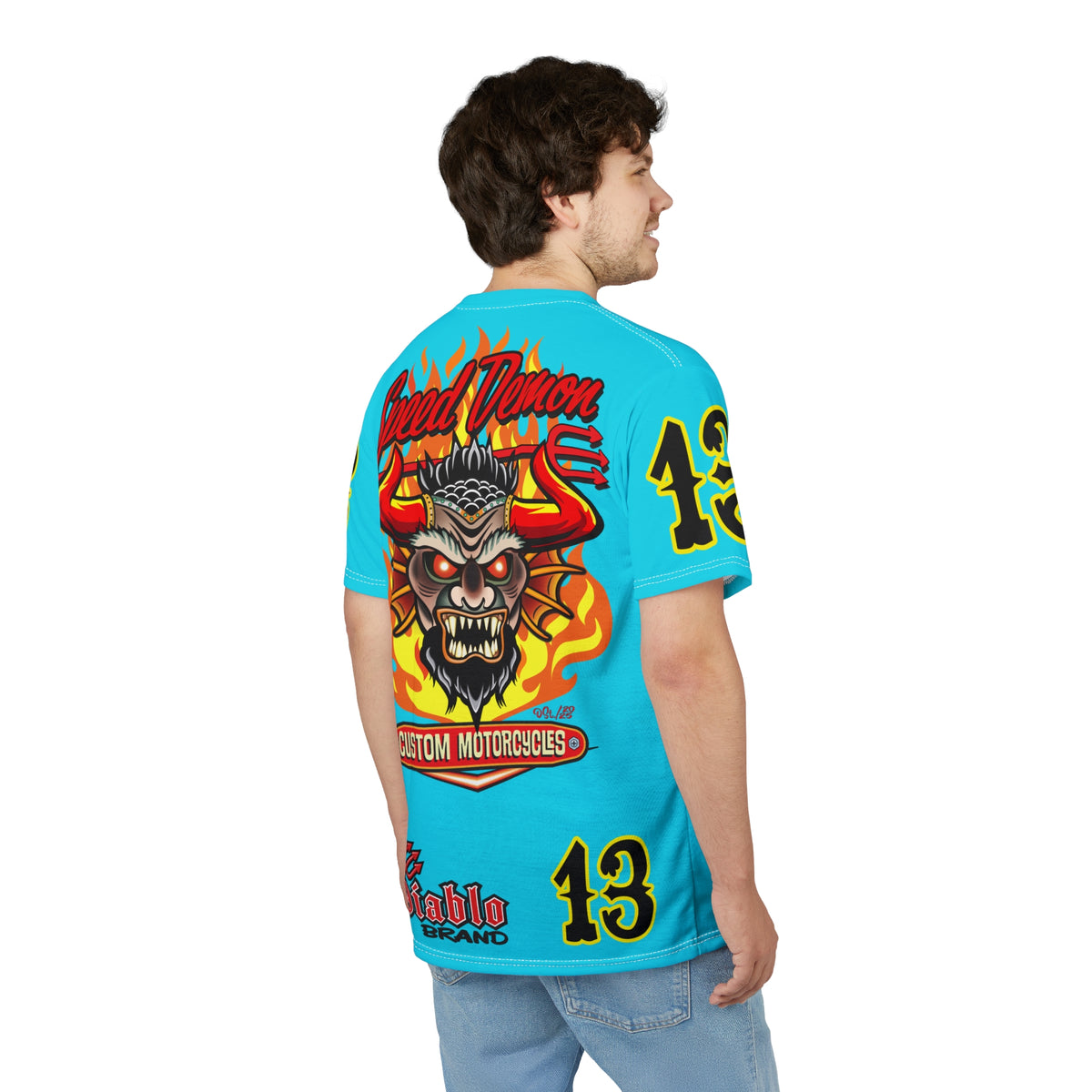 Speed Demon Customs Ice Blue Super Tee — Extreme Edgy Graphics - Bad Attitude Custom Biker Riding Gear