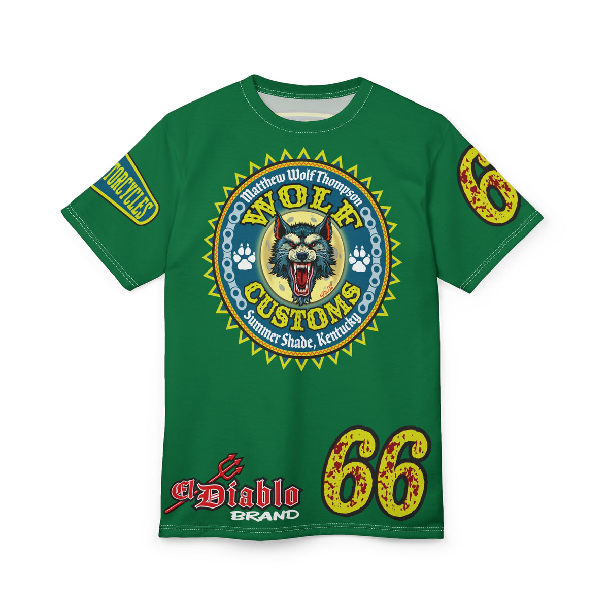 MWT Wolf Customs '66 Graphic HiViZ Super Tee — Retro Motorcycle Club Shirt, The Best Biker Riding Tee EVER !!!