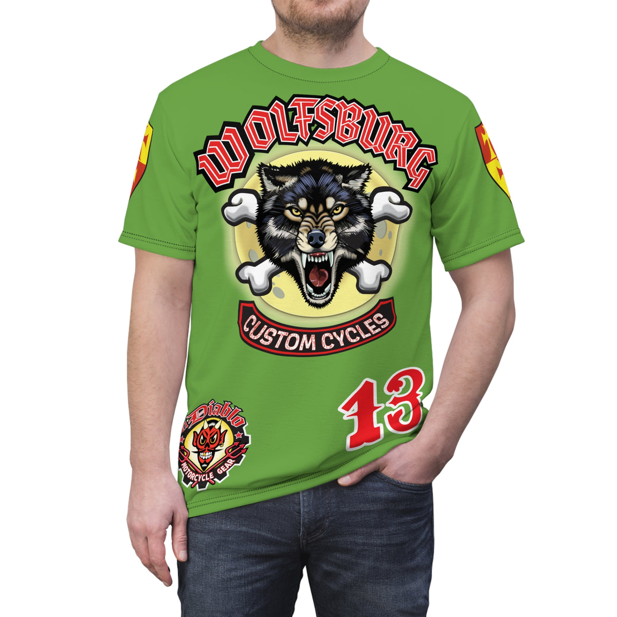 Wolfsburg Custom Cycles HiViz Graphic Super Tee for Bikers