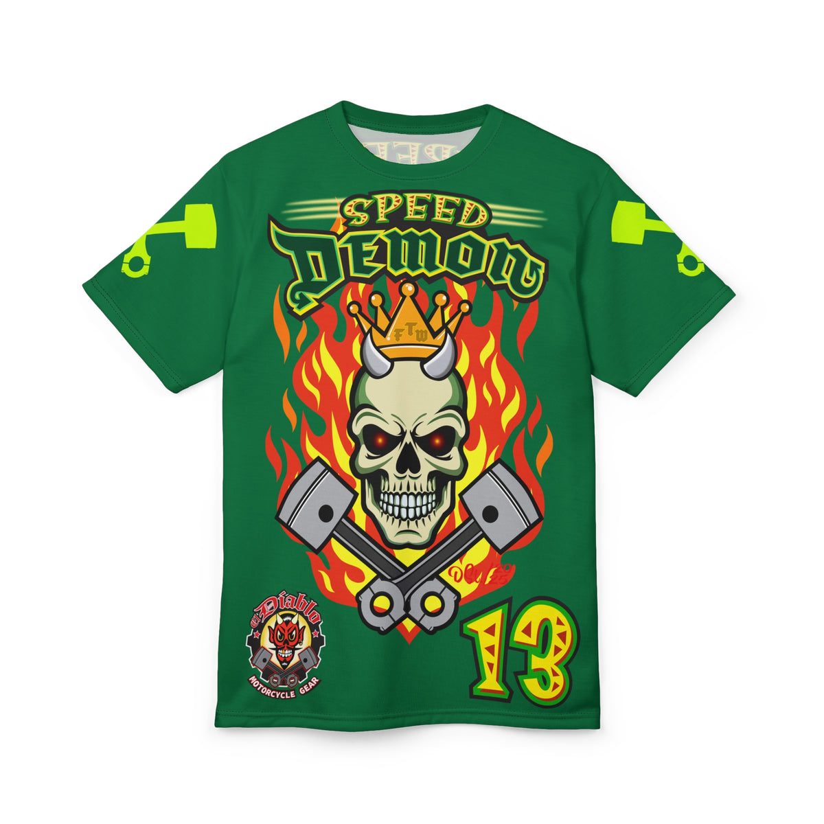 Speed Demon Hellfire HiViz Super Tee - THE Perfect Motorcycle Riding Tee - High Comfort & Perfect Fit Super Tee