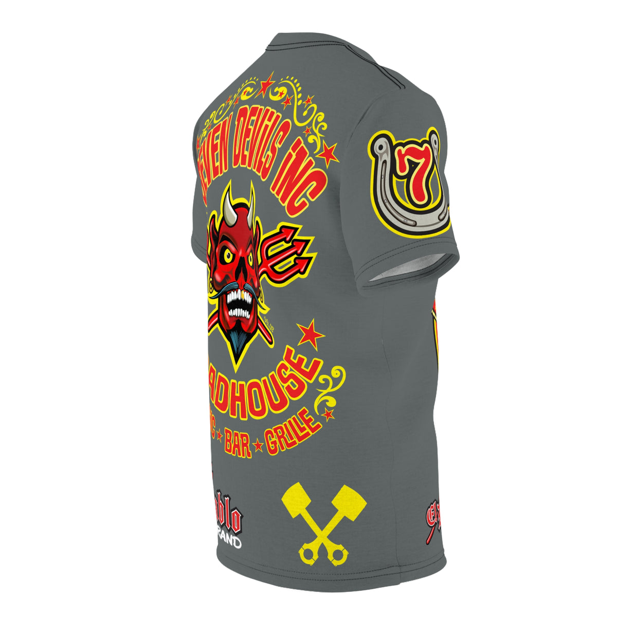 Seven Devils Inc. Roadhouse Deluxe HiViz Graphic Tee - Motorcycle Custom Riding Super Tee