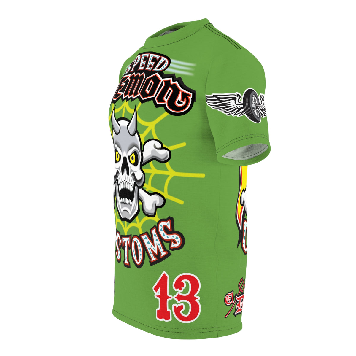 Speed Demon Customs Spectacular HiViz Super Tee - Devilishly Demented Bold Biker Design