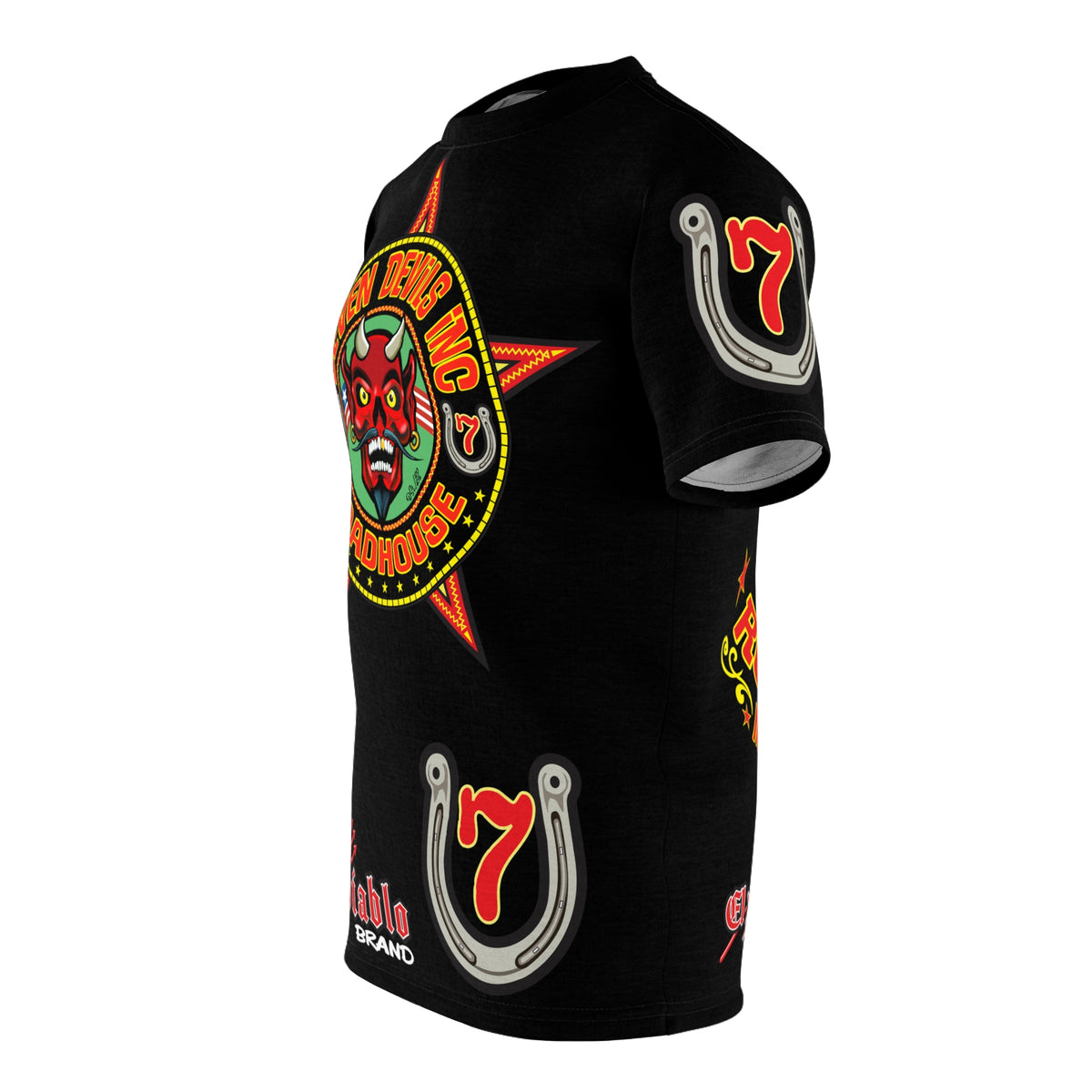 Seven Devils Road House (LIMITED EDITION) Custom Super Riding Tee - Retro Devil Style Graphic Style