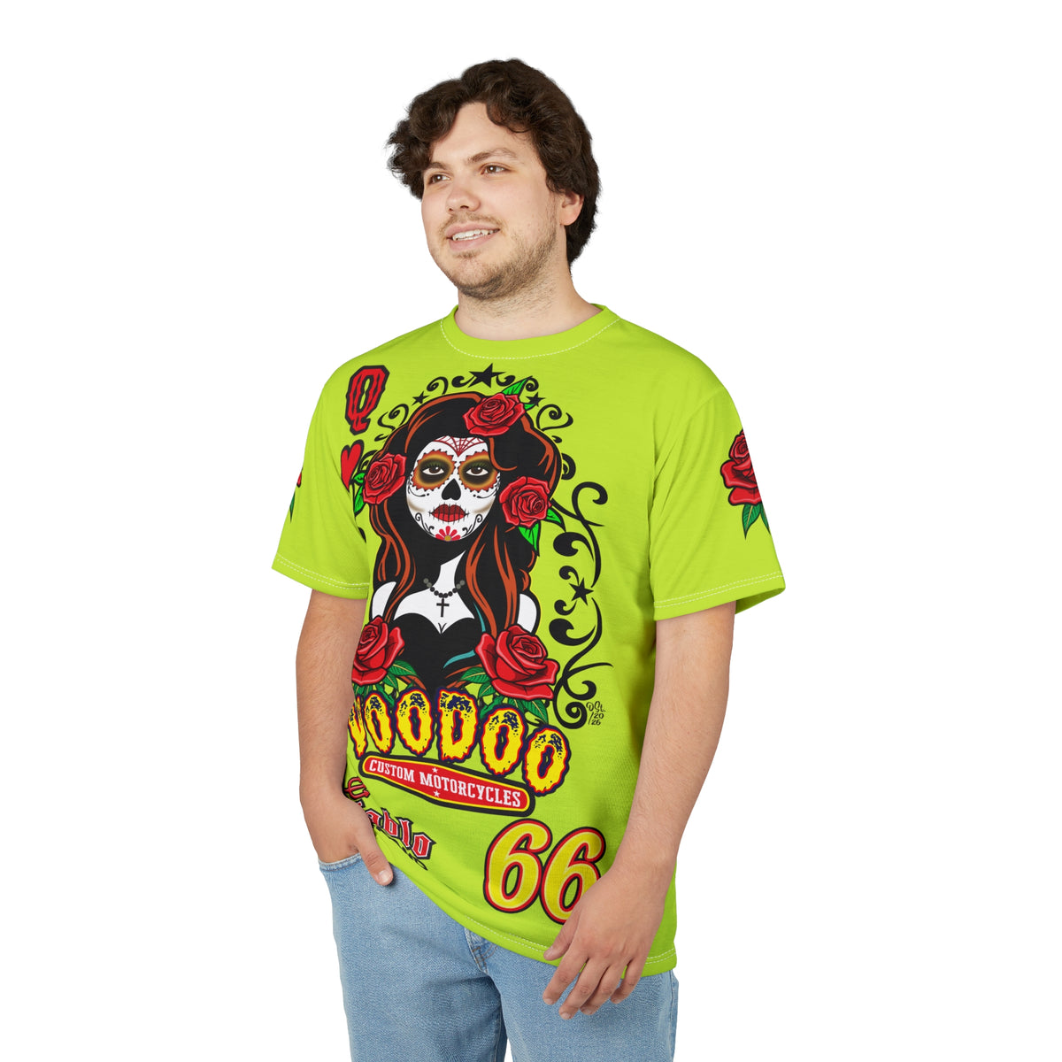 VERY Special HIVIZ Voodoo Custom Motorcycles Tee — Queen of Hearts Super Tee Graphic Shirt