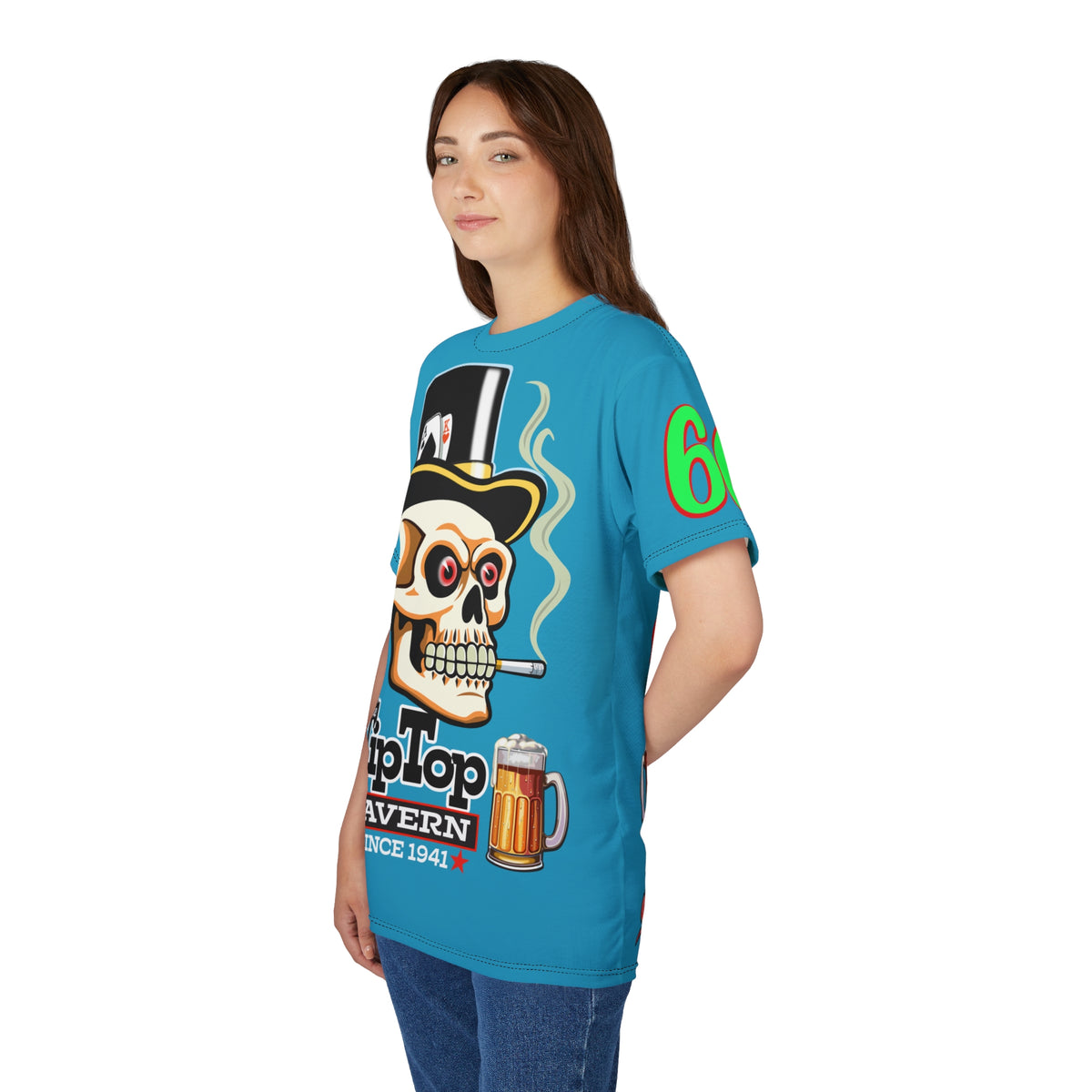 Tip Top Tavern Dive Bar Super Tee - Special Edition Electric Blue + XL Graphics - America's Best Dive Bar - Bikes Beers Babes & Bros. - Biker Bar Tee