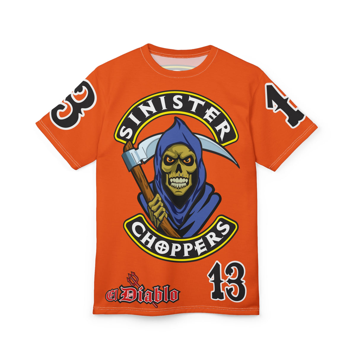 Sinister Choppers Reaper HiViz Super Tee - Unisex Skull Design for Bikers