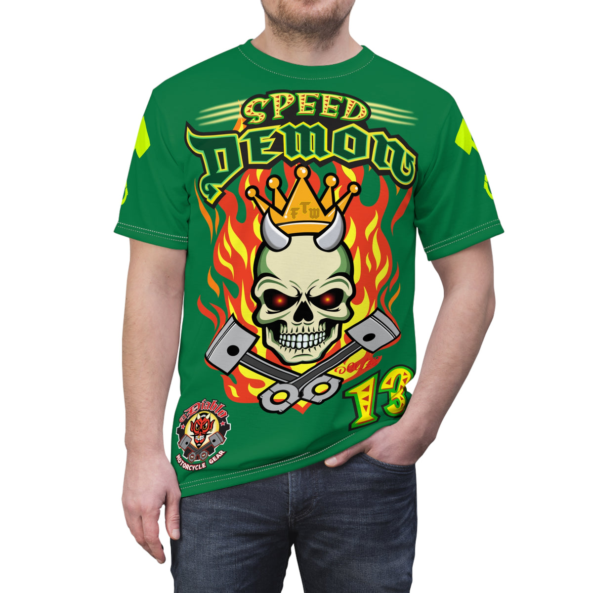 Speed Demon Hellfire HiViz Super Tee - THE Perfect Motorcycle Riding Tee - High Comfort & Perfect Fit Super Tee