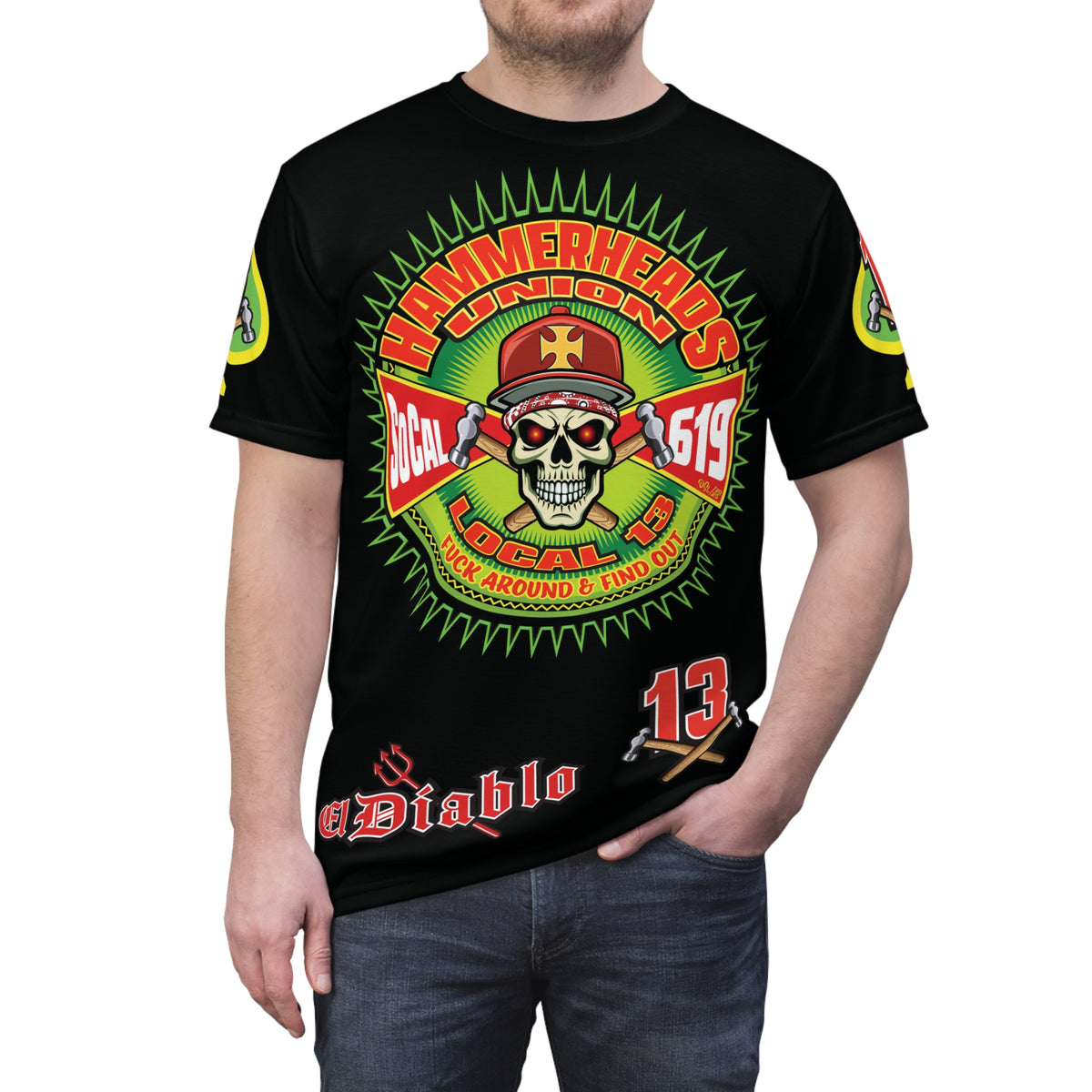 Hammerheads Union Local 13 FAFO -  Custom Motorcycle Riding Tee Shirt _ Super Comfort and Fit