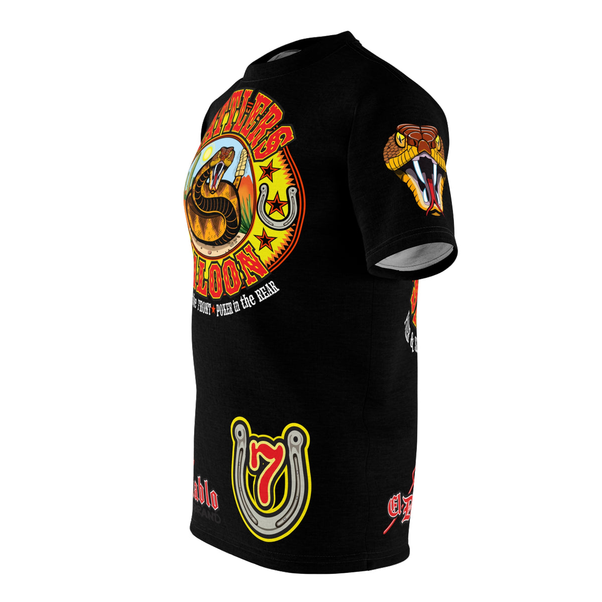 Rattlers Saloon  BADAZZ BLACK SUPER TEE — Vintage Biker 66 Graphic Shirt