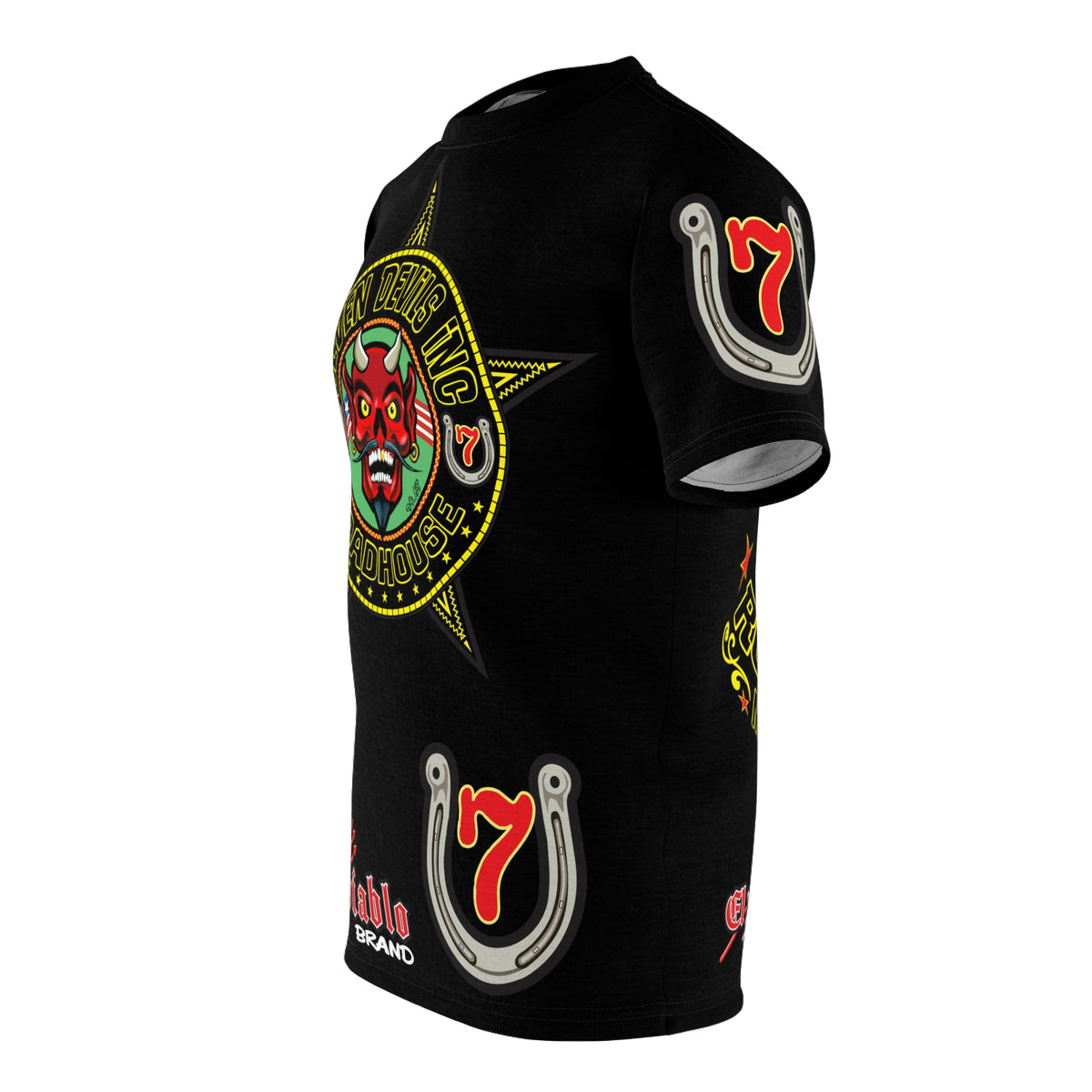 Seven Devils Road House (BLACK STAR LIMITED EDITION) Custom Super Riding Tee - Retro Devil Style Graphic Style