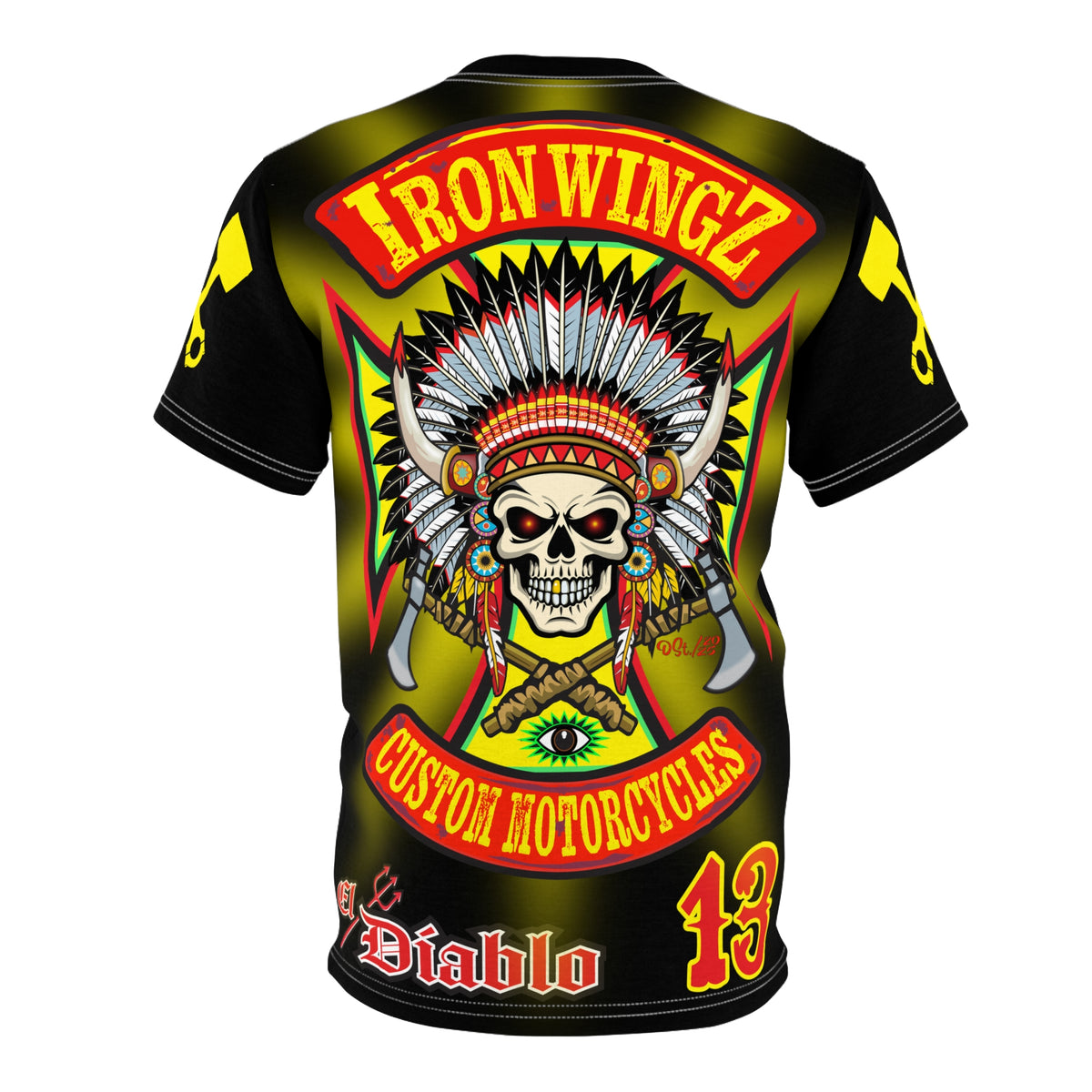 SRT Iron WingZ Customs HIviz Graphic Super Riding Tee, Edgy Streetwear, Customized Apparel, Gift for Bikers