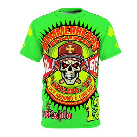 Very Special Hammerheads Union Local 13 - GIANT GRAPHICS !!!!!! SoCal 619 Special Edition - Custom HiViz Motorcycle Riding Tee Shirt _ Super Comfort and Fit