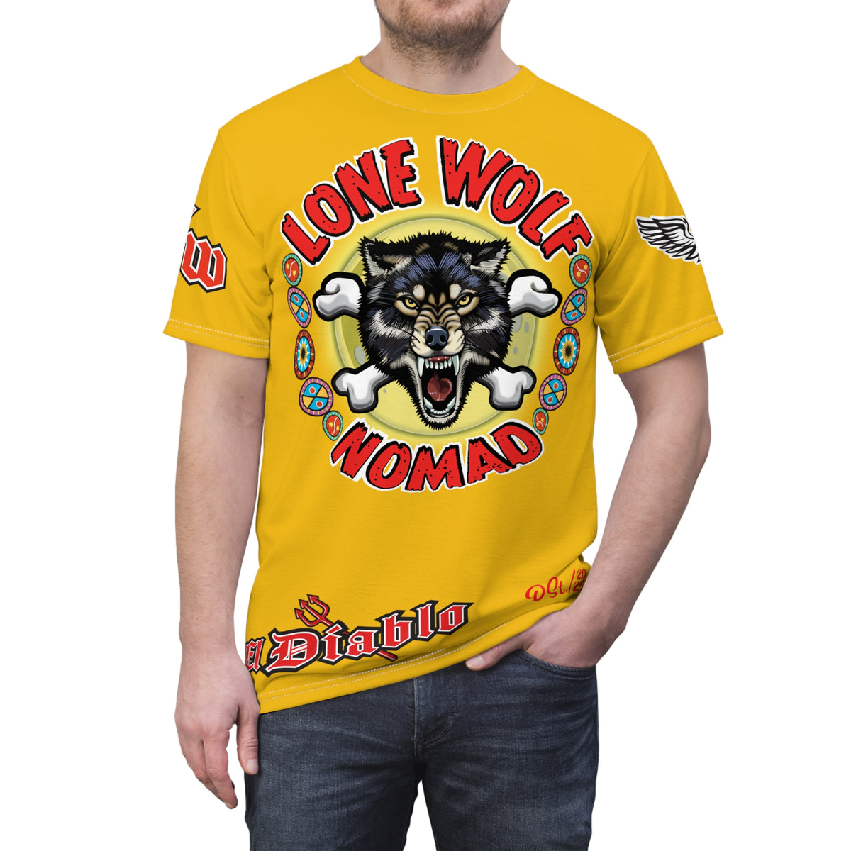 Lone Wolf Nomad HiViz Super Tee - For The Independent No Club Bikers For Life