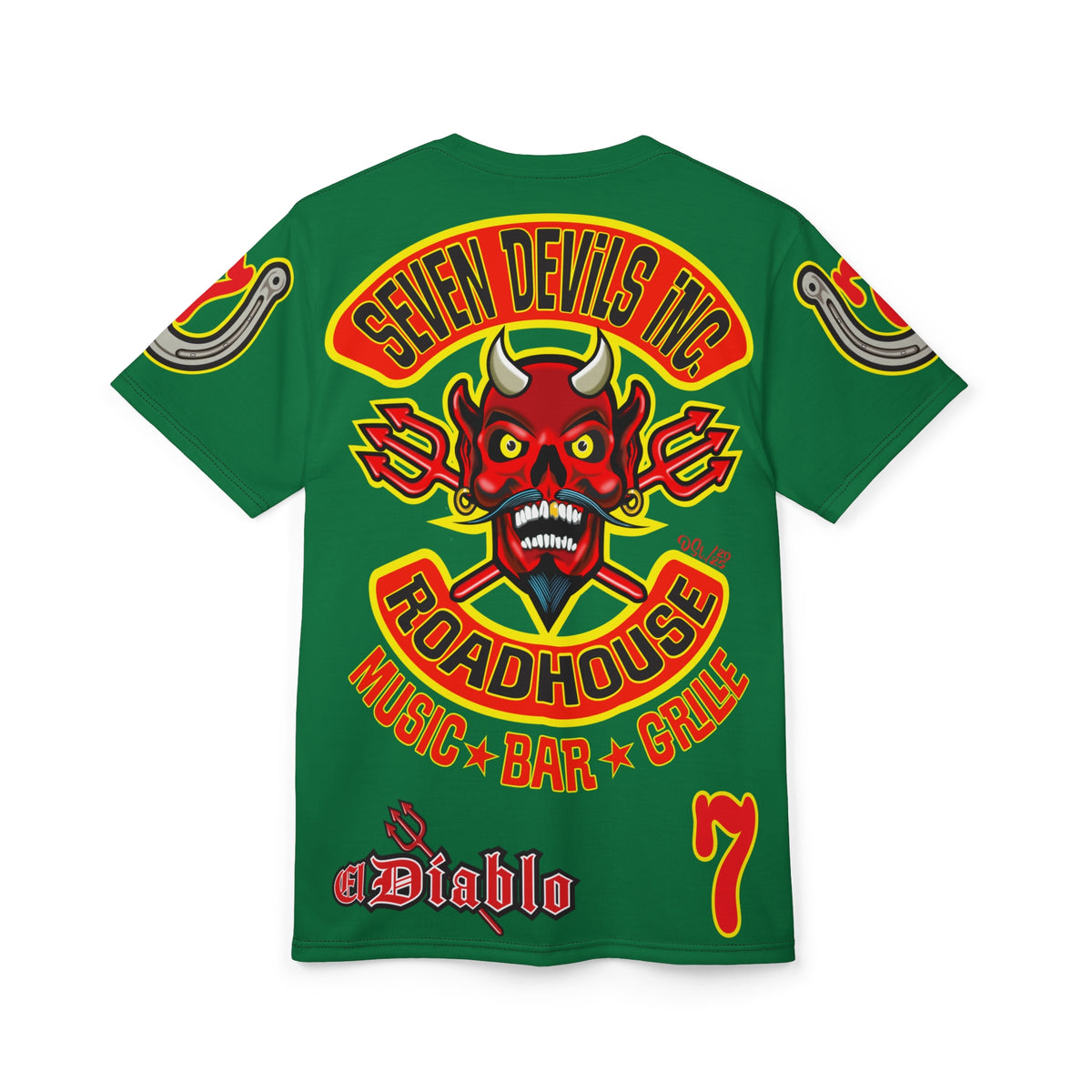 Seven Devils Inc. Roadhouse  Graphic Tee - Custom Motorcycle Riding Super Tee, Edgy Streetwear Perfect Fit & Comfort Biker Wear