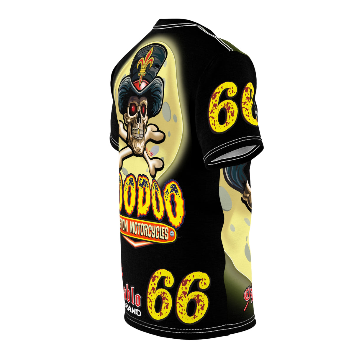 Voodoo Custom Motorcycles Black Magic XL HiViz Graphics Tee, Edgy Graphic Biker Shirt