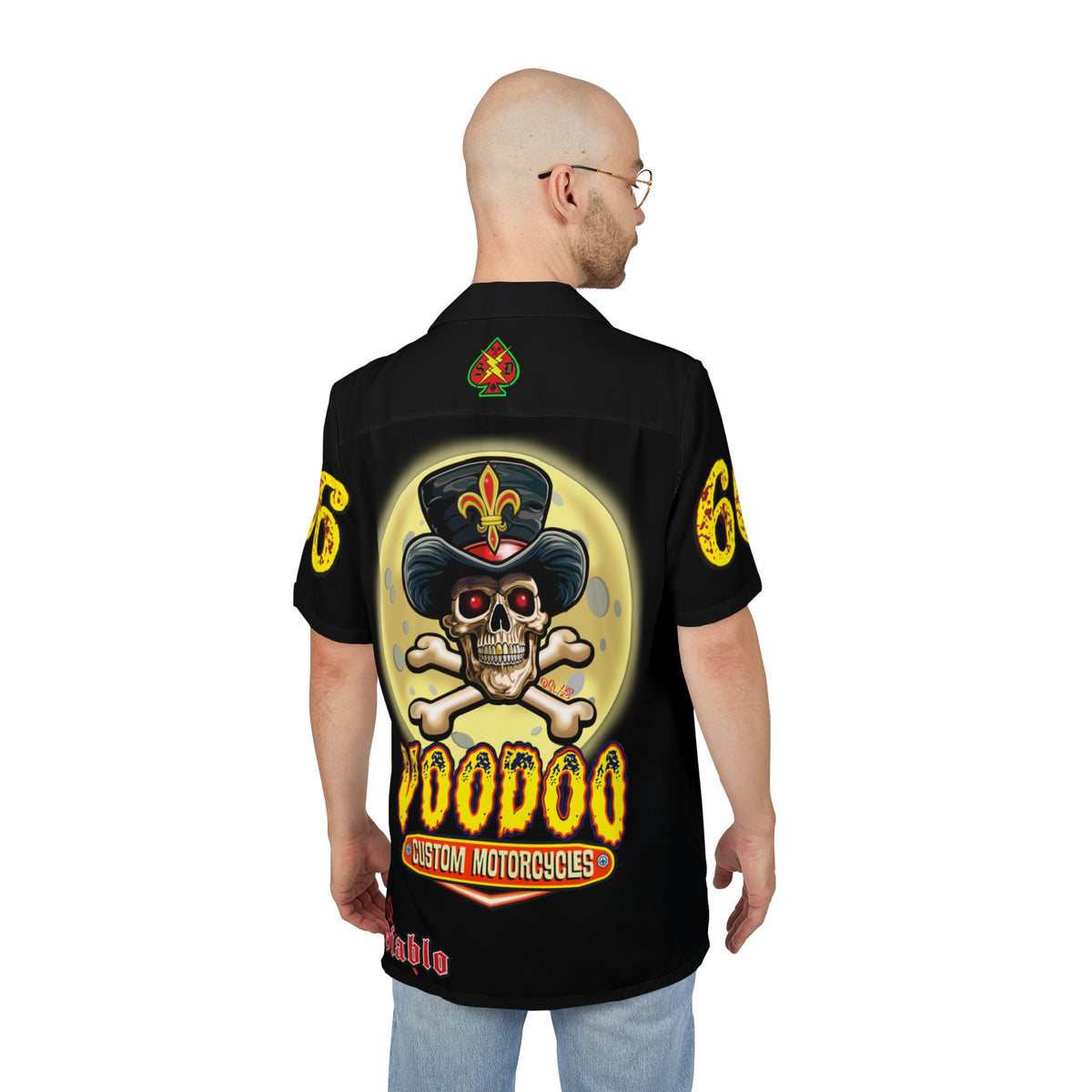 Big Bopper Voodoo Skull Hawaiian Shirt, Unisex Button-Down, Motorcycle Event Gear, Harley Casual Streetwear, Sizes to 3XL