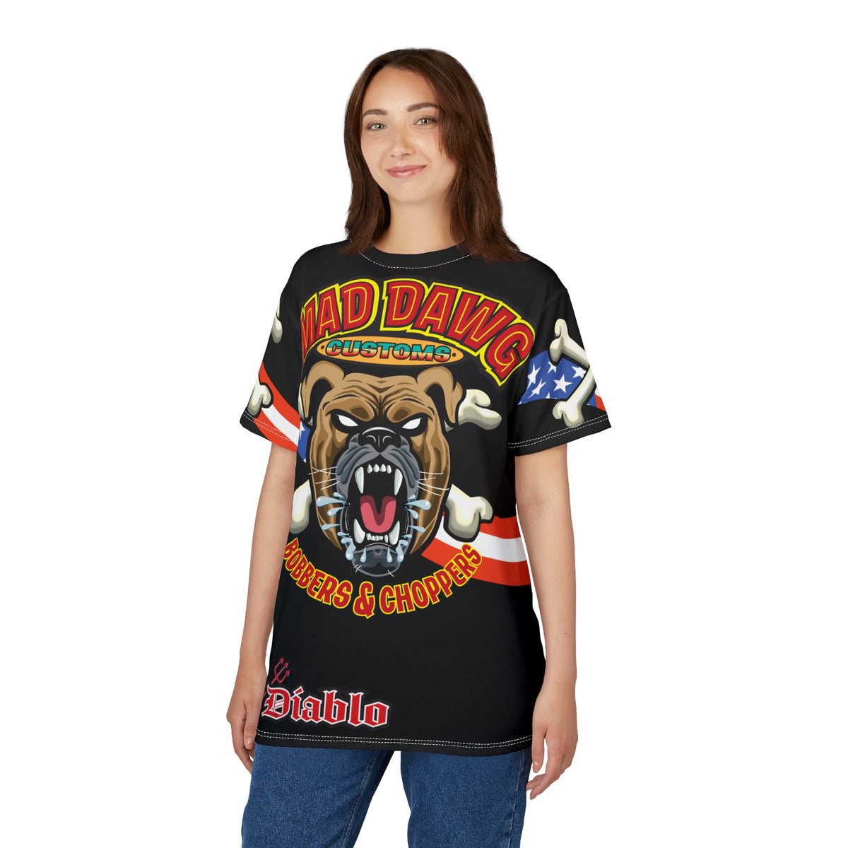 Mad Dawg Customs Americana, Edgy Motorcycle Apparel, HiViz Custom Riding TEE, Rebel Fashion, Biker Style