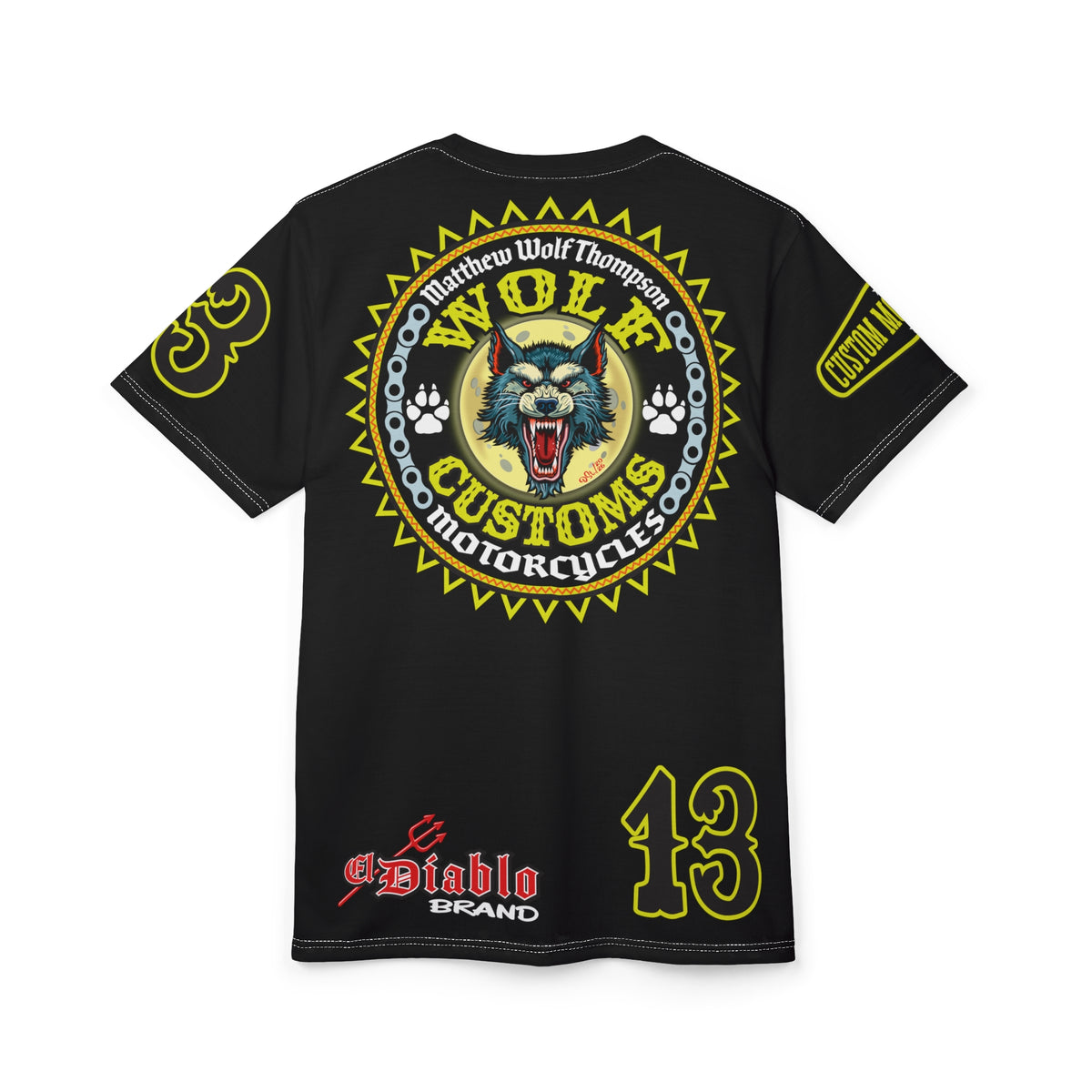 SRT MWT Wolf Customs 13 Black Graphic Super Riding Tee — Retro Motorcycle Club Shirt, The Best Biker Riding Tee EVER !!!