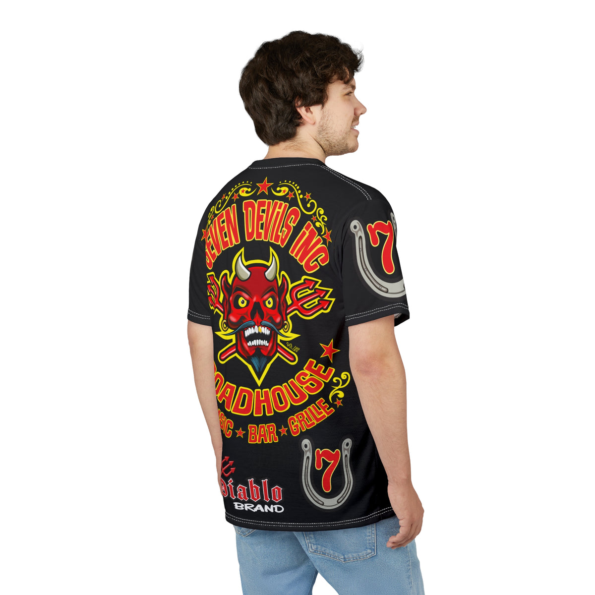 Seven Devils Road House (LIMITED EDITION) Custom Super Riding Tee - Retro Devil Style Graphic Style