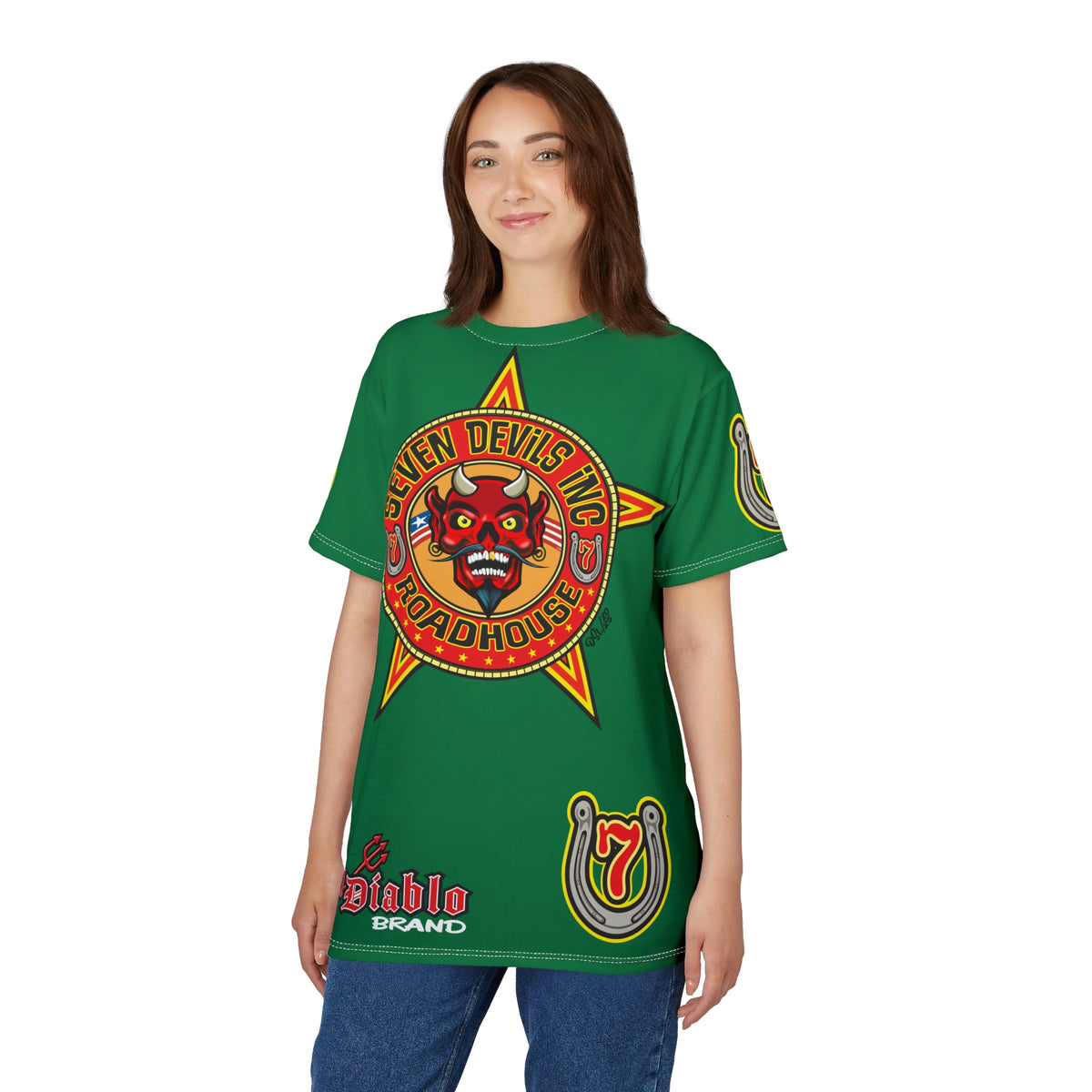Seven Devils Inc. Roadhouse Deluxe HiViz Graphic Tee - Motorcycle Custom Riding Super Tee