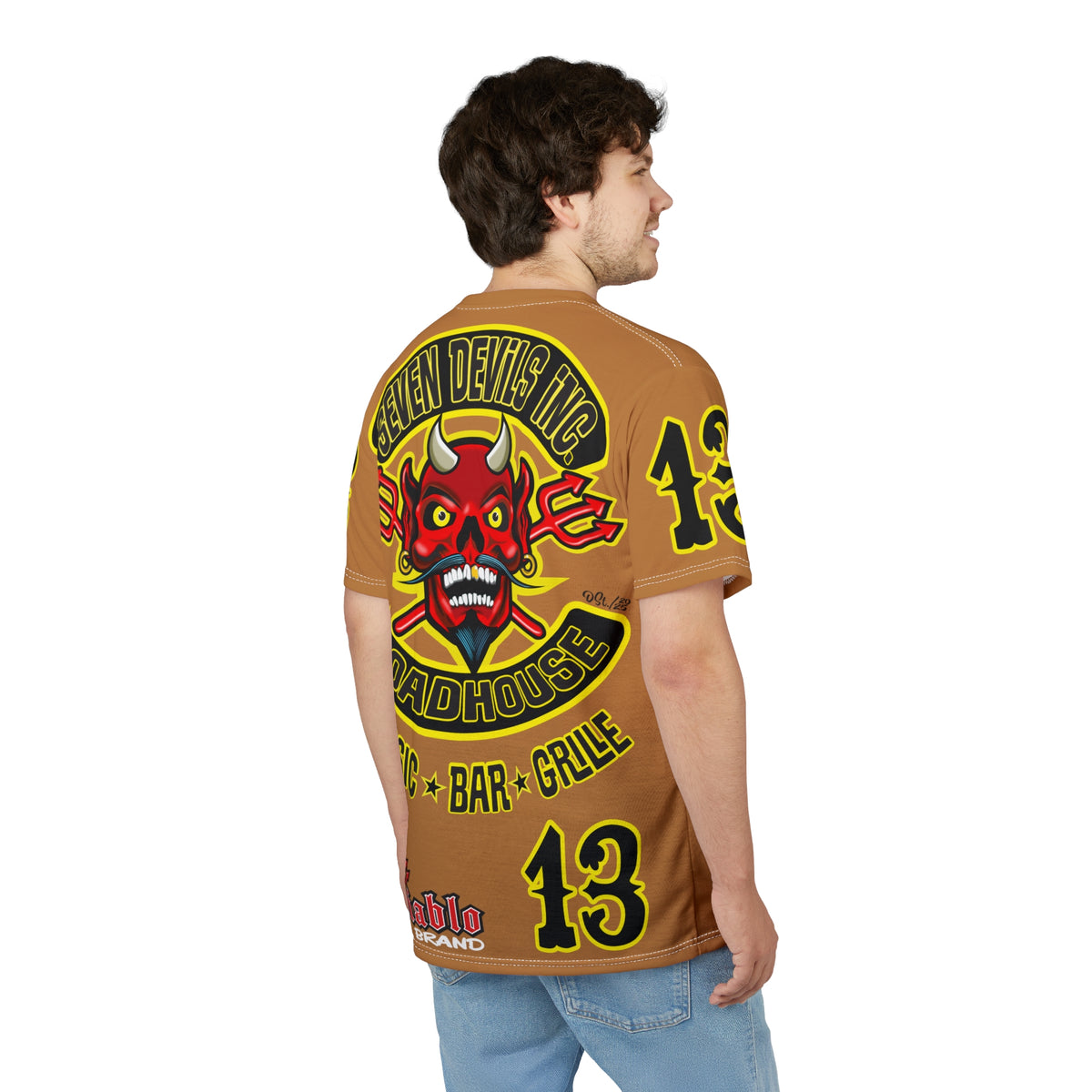 Seven Devils Inc. Roadhouse Black on Black Super Tee — Extreme Edgy Graphics - Bad Attitude Custom Biker Riding Gear