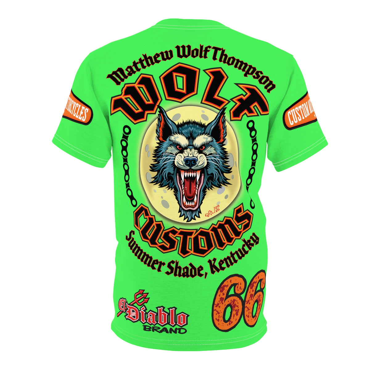 Very Special MWT Wolf Custom Motorcycles HiViZ Super Tee — Viciously Cool High Performance Motorcycle Riding Shirt