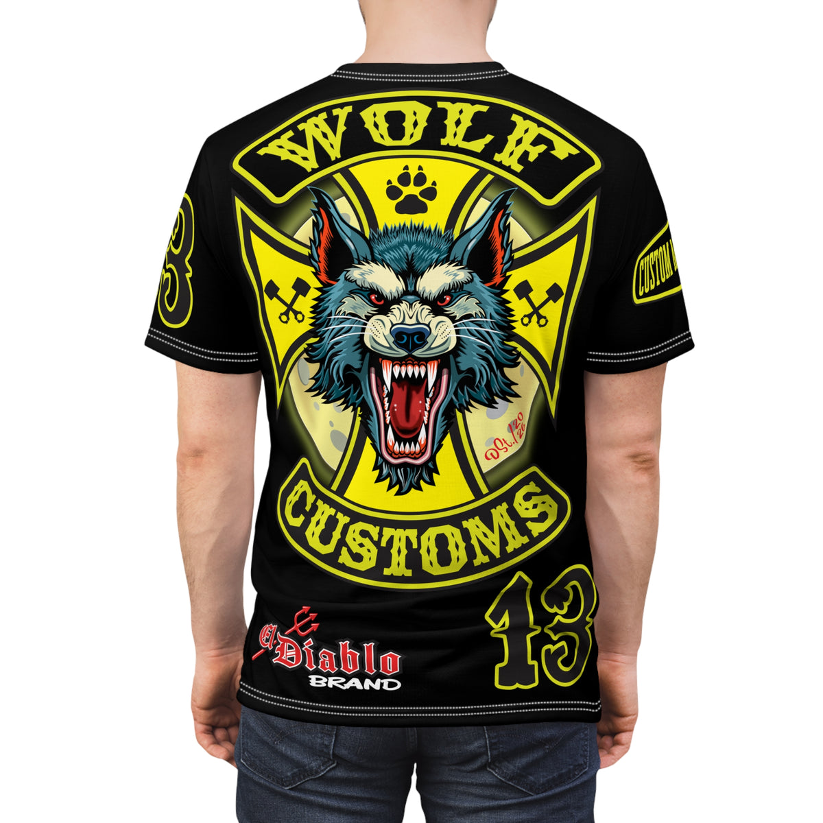 MWT Wolf Customs with HiViz Graphics Super Tee — Retro Motorcycle Club Shirt, The Best Biker Riding Tee EVER !!!