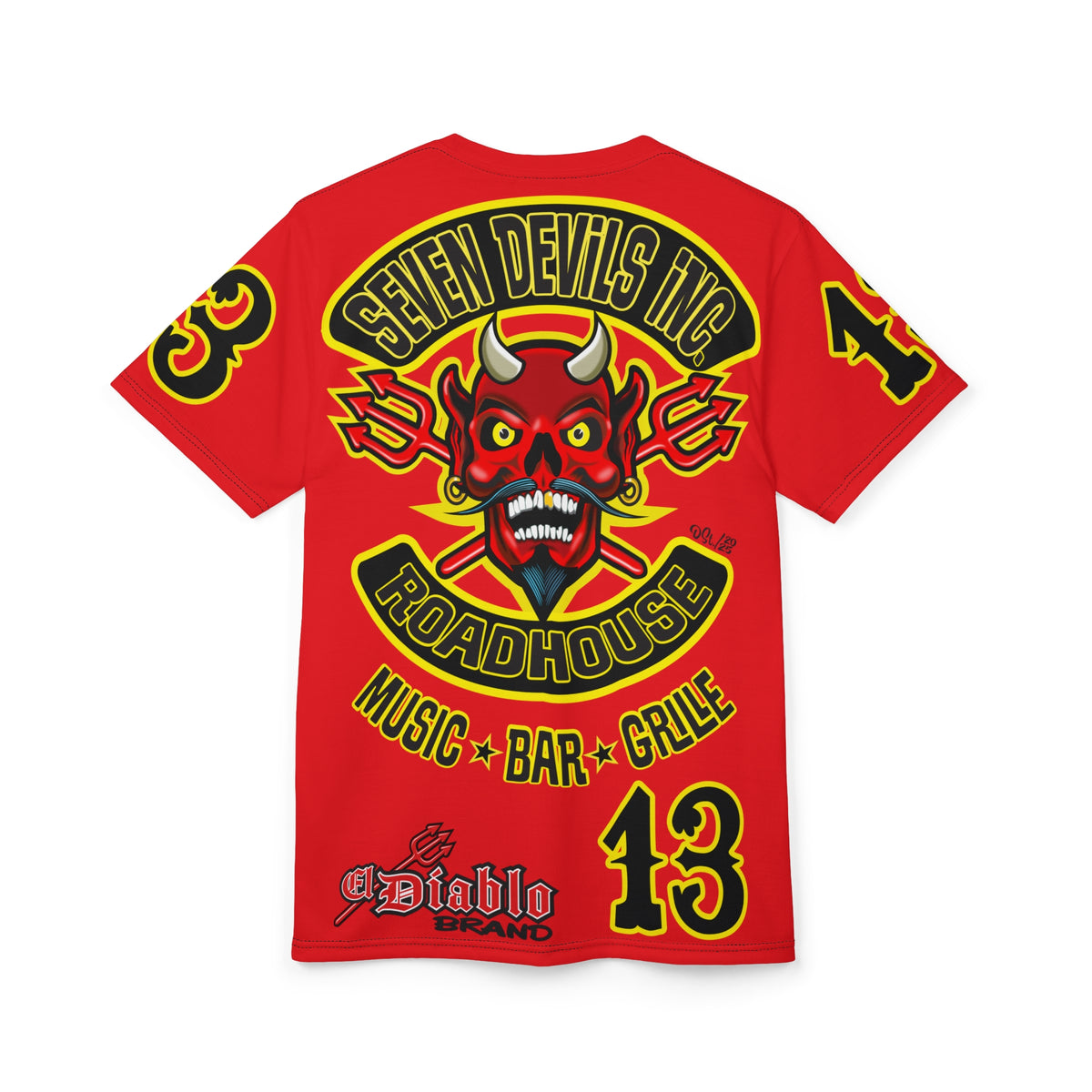 Seven Devils Inc. Roadhouse Bad in  Black Super Tee — Extreme Edgy Graphics - Bad Attitude Custom Biker Riding Gear