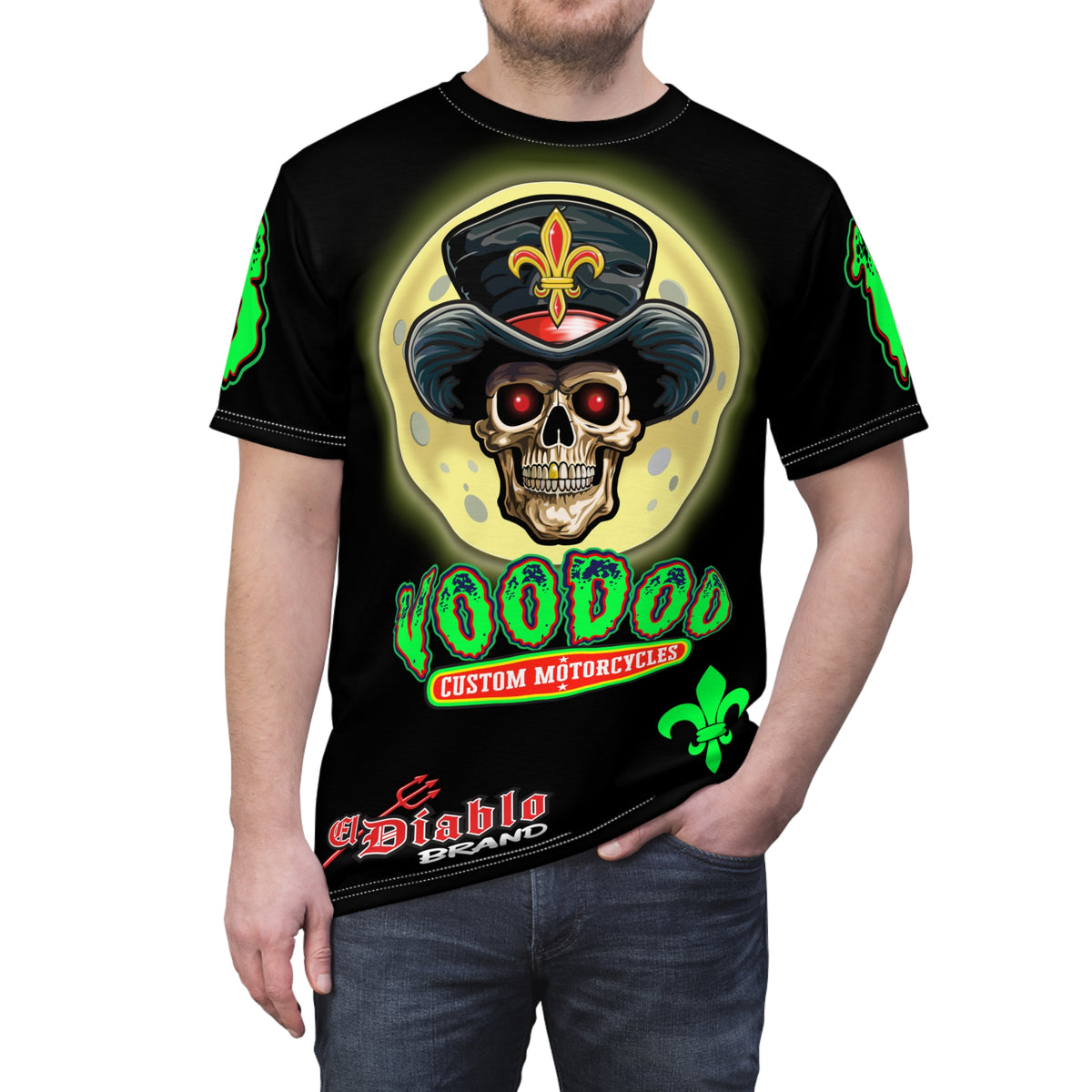 Voodoo Motorcycles HiViz Badass Super Tee, Unique Graphic Tee, Custom HiViZ Apparel