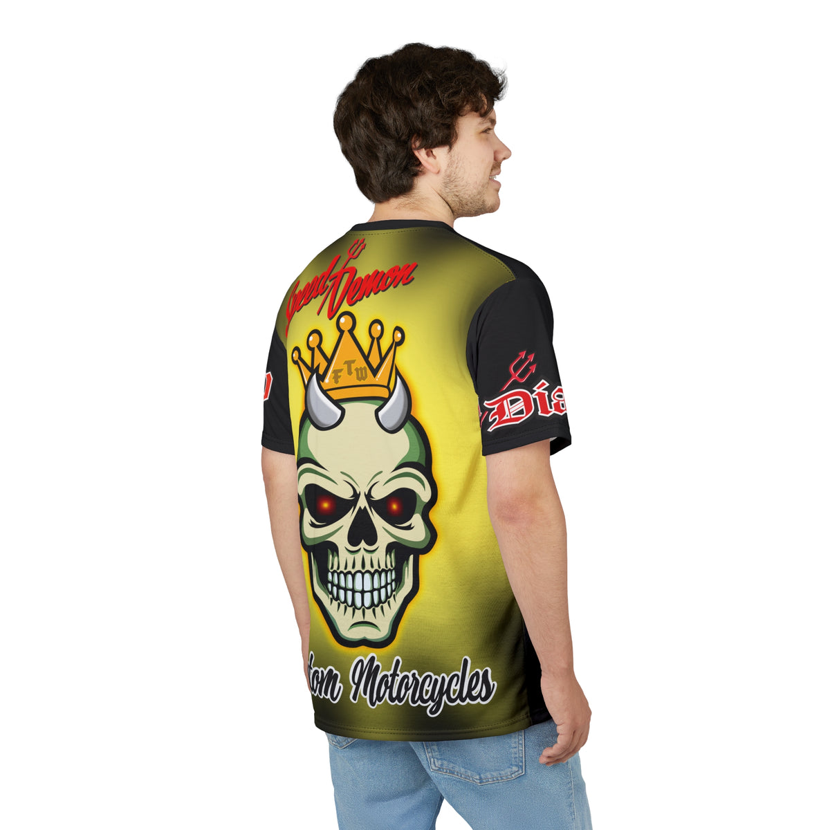 Speed Demon King -  Blaze inferno Front & Starburst Electric yellow Super Nova Back...HiViz Riding Tee