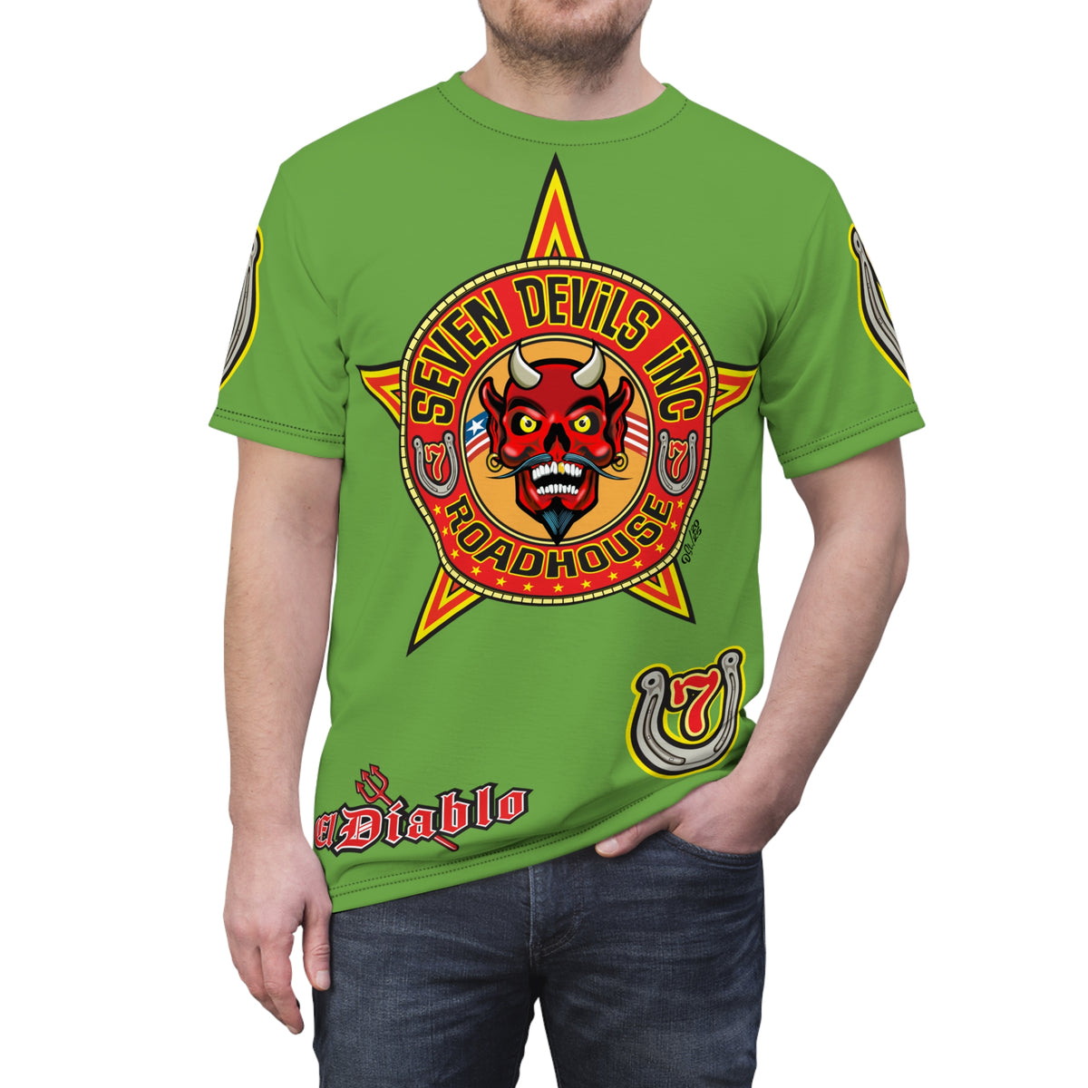 Seven Devils Inc. Roadhouse HiViz Graphic Super Tee - Motorcycle Custom Riding Tee